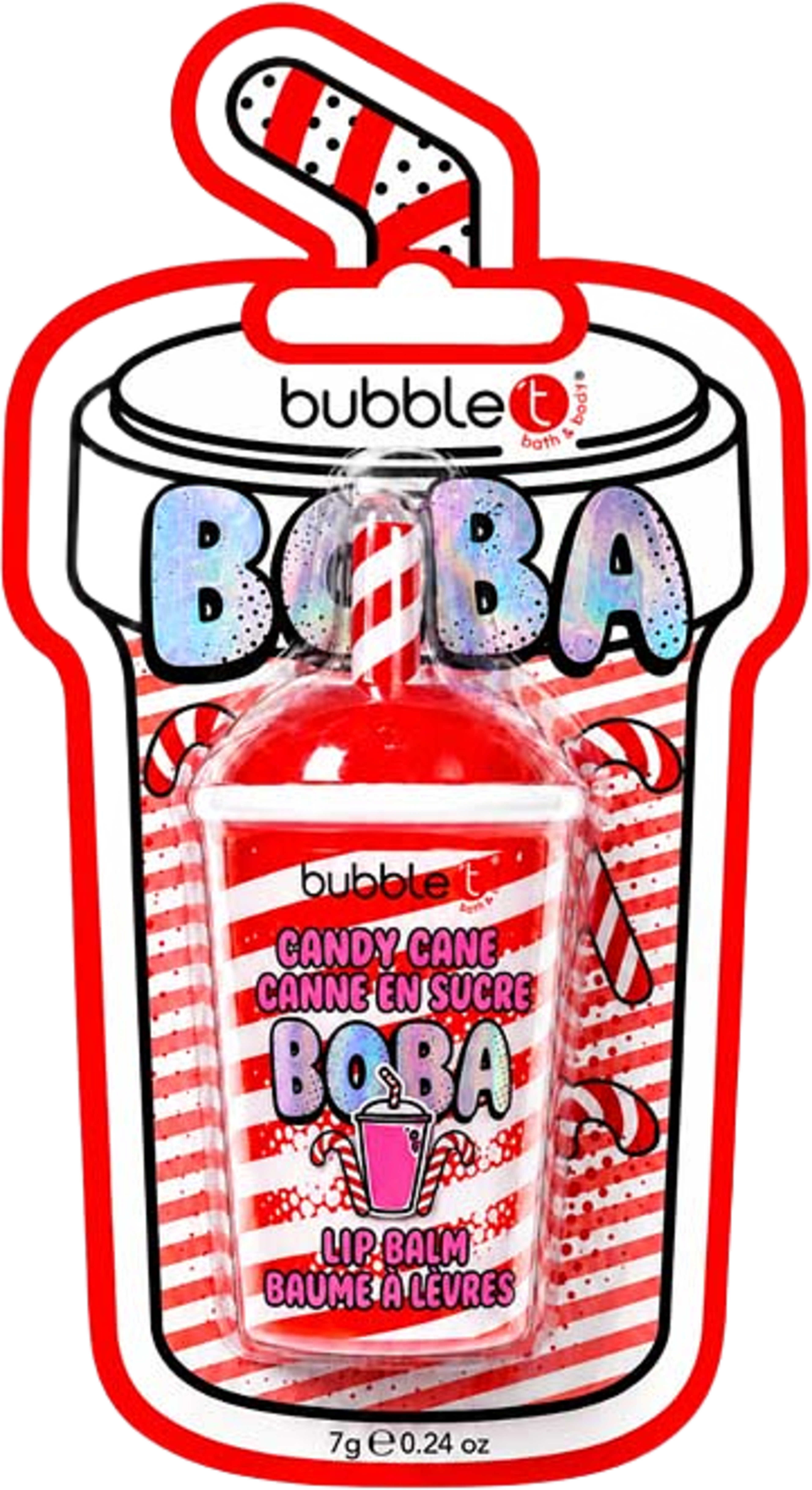 Boba Candy Cane Lip Balm, från BubbleT. Klicka för att öppna bilden i stort format