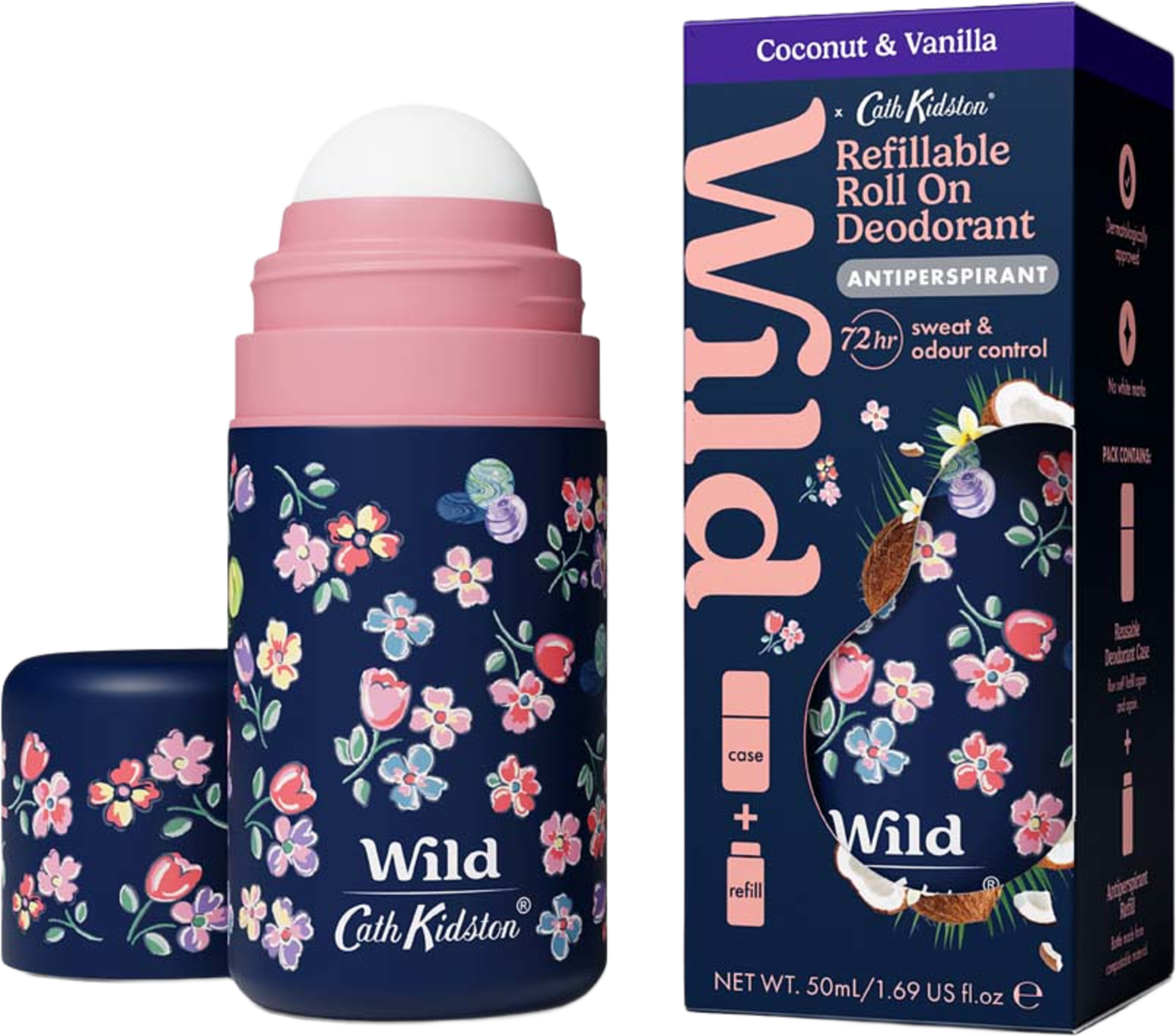 Antiperspirant Roll-on Marble Fodral Kokos & Vanilj Startpaket, från Wild. Klicka för att öppna bilden i stort format