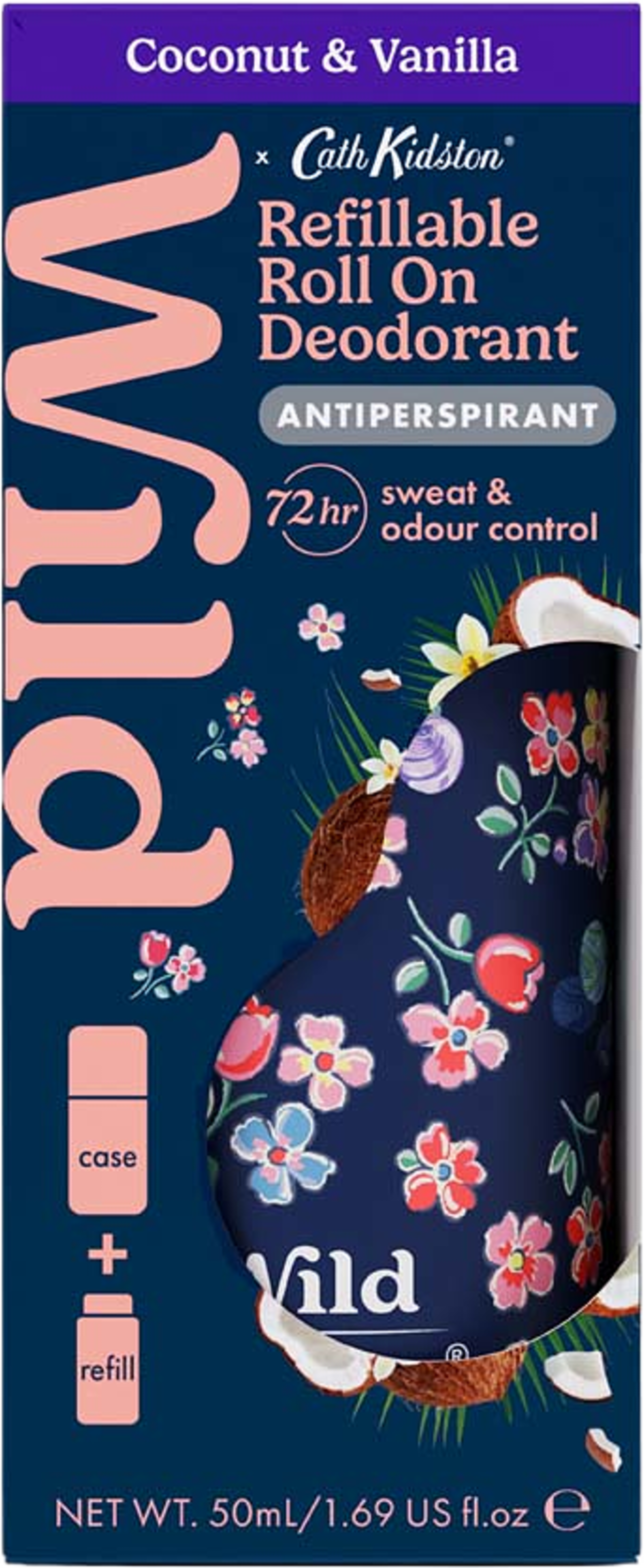 Antiperspirant Roll-on Marble Fodral Kokos & Vanilj Startpaket, från Wild. Klicka för att öppna bilden i stort format