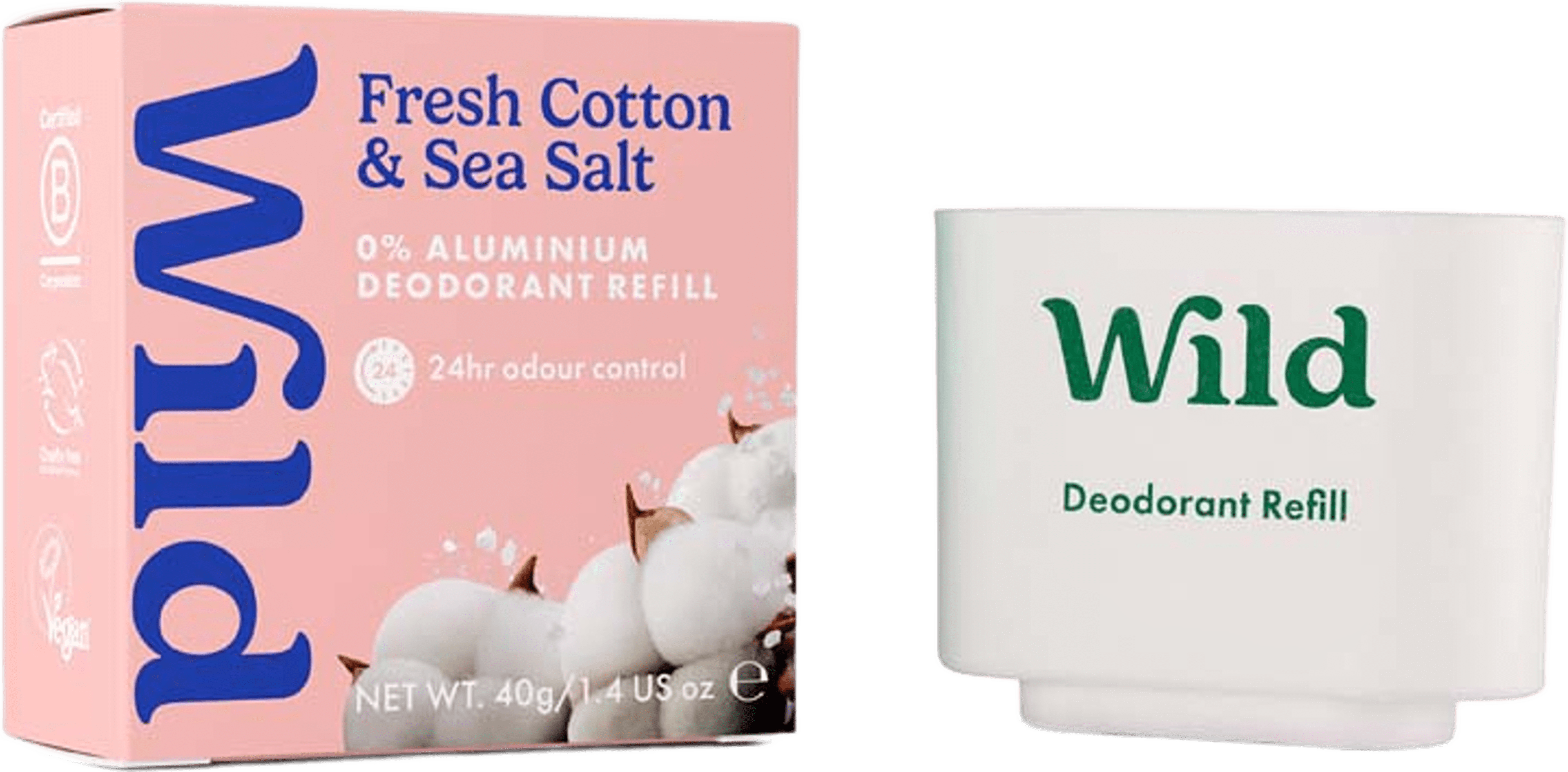 Deostick Refill Fräsch Bomull & Havssalt, från Wild. Klicka för att öppna bilden i stort format