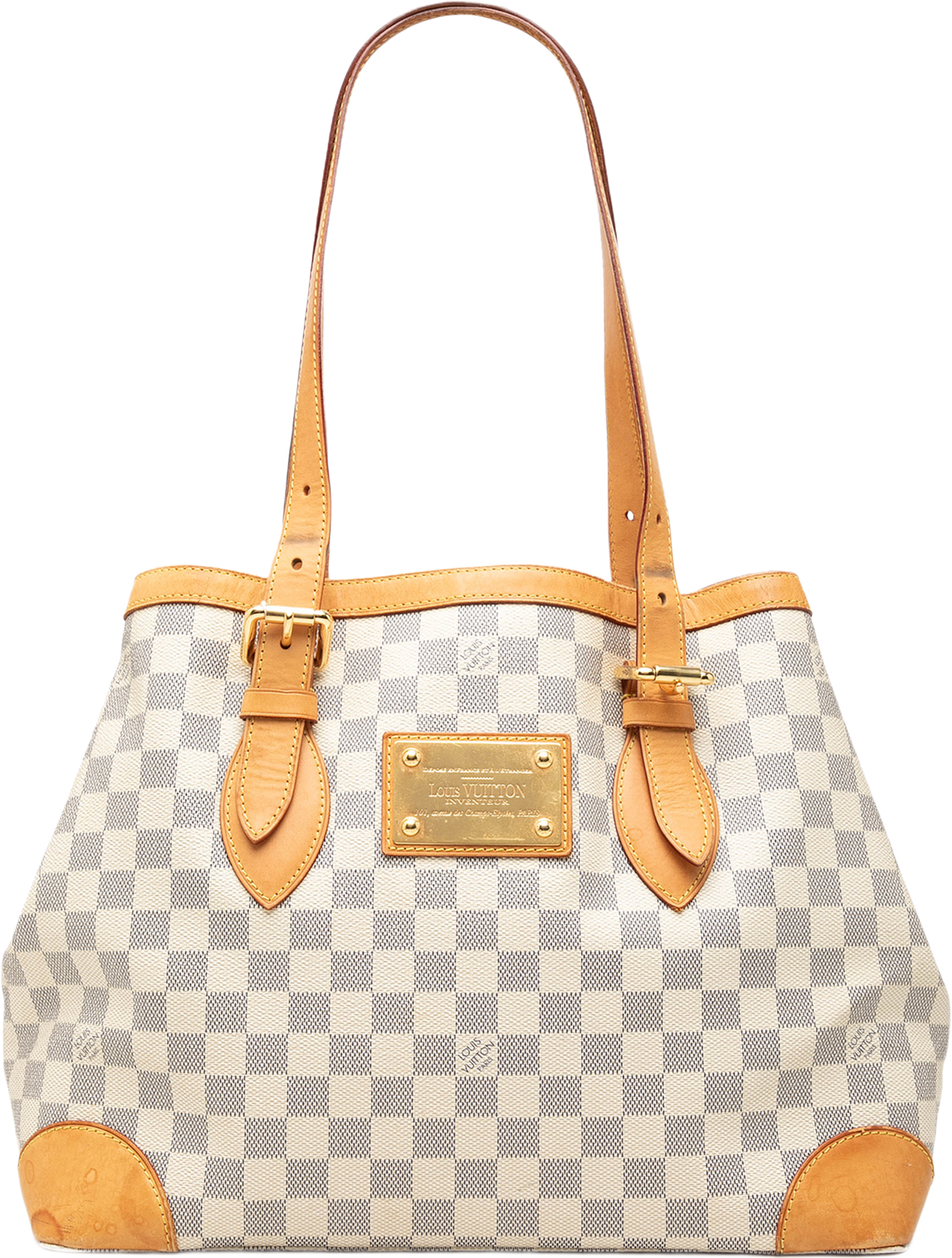 Louis Vuitton Damier Azur Hampstead Mm, från Luxclusif, i färgen vit. Klicka för att öppna bilden i stort format