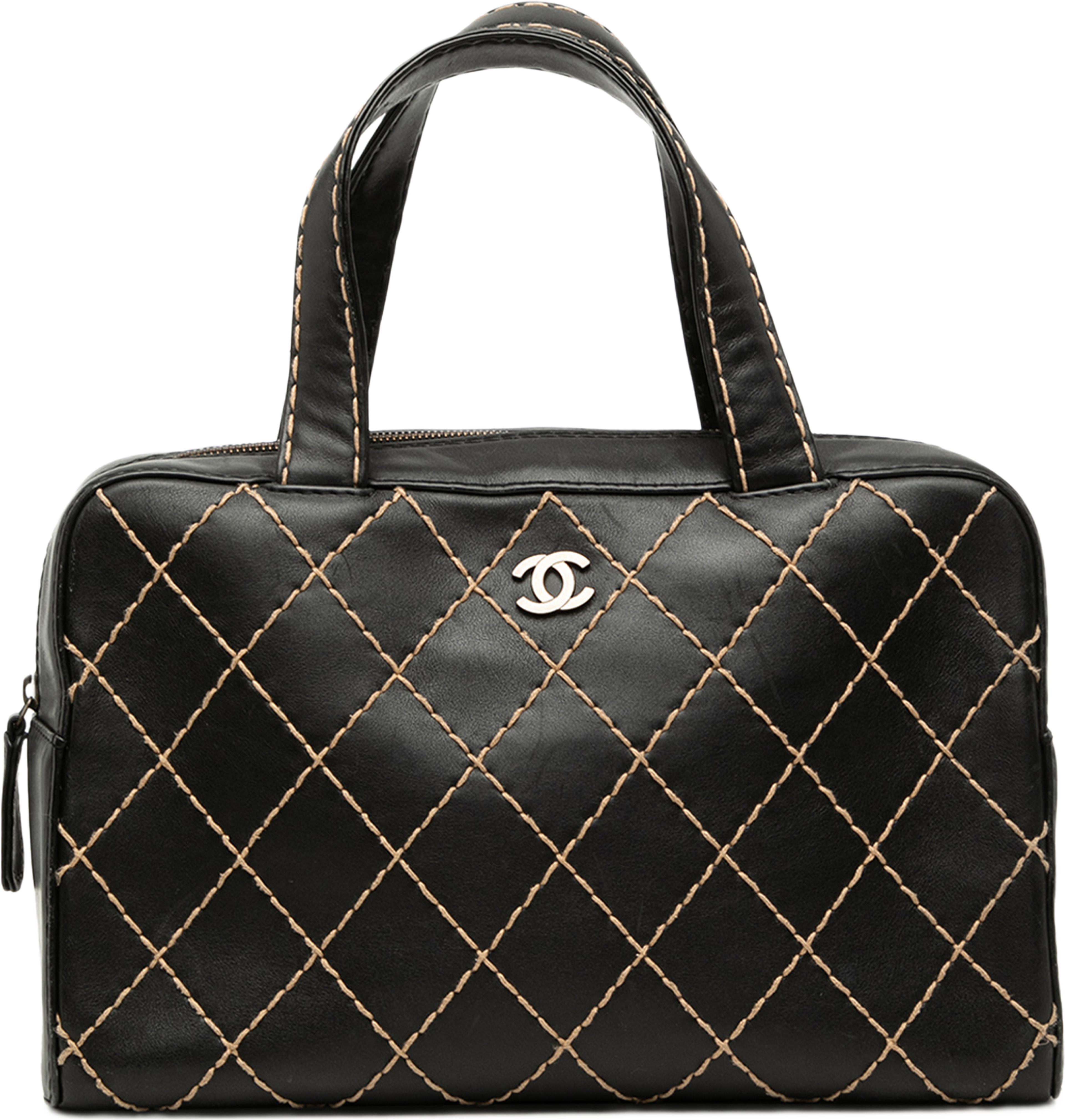 Chanel Cc Lambskin Wild Stitch Handbag, från Luxclusif, i färgen black. Klicka för att öppna bilden i stort format