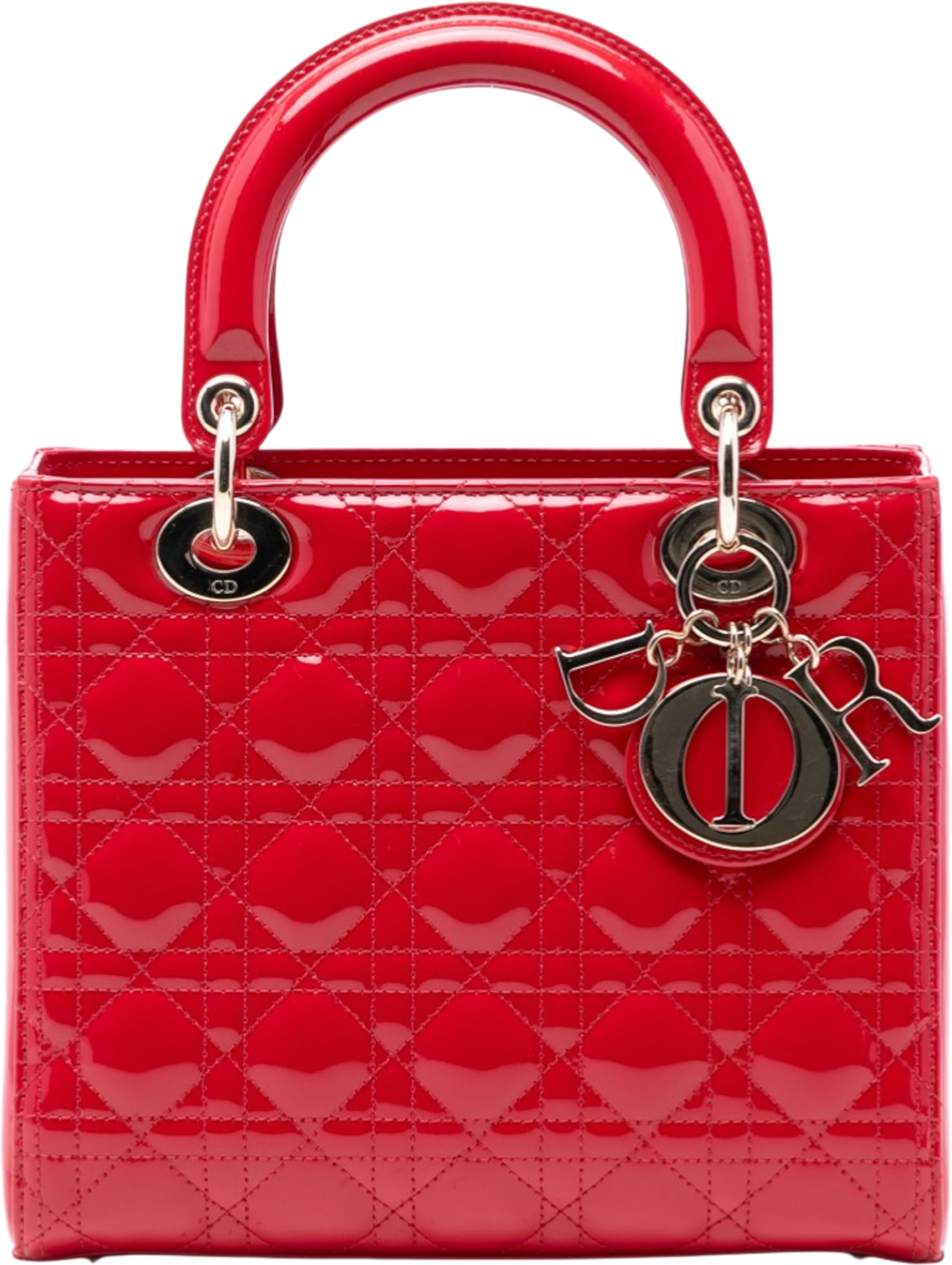 Dior Medium Patent Cannage Lady Dior, från Luxclusif, i färgen red. Klicka för att öppna bilden i stort format