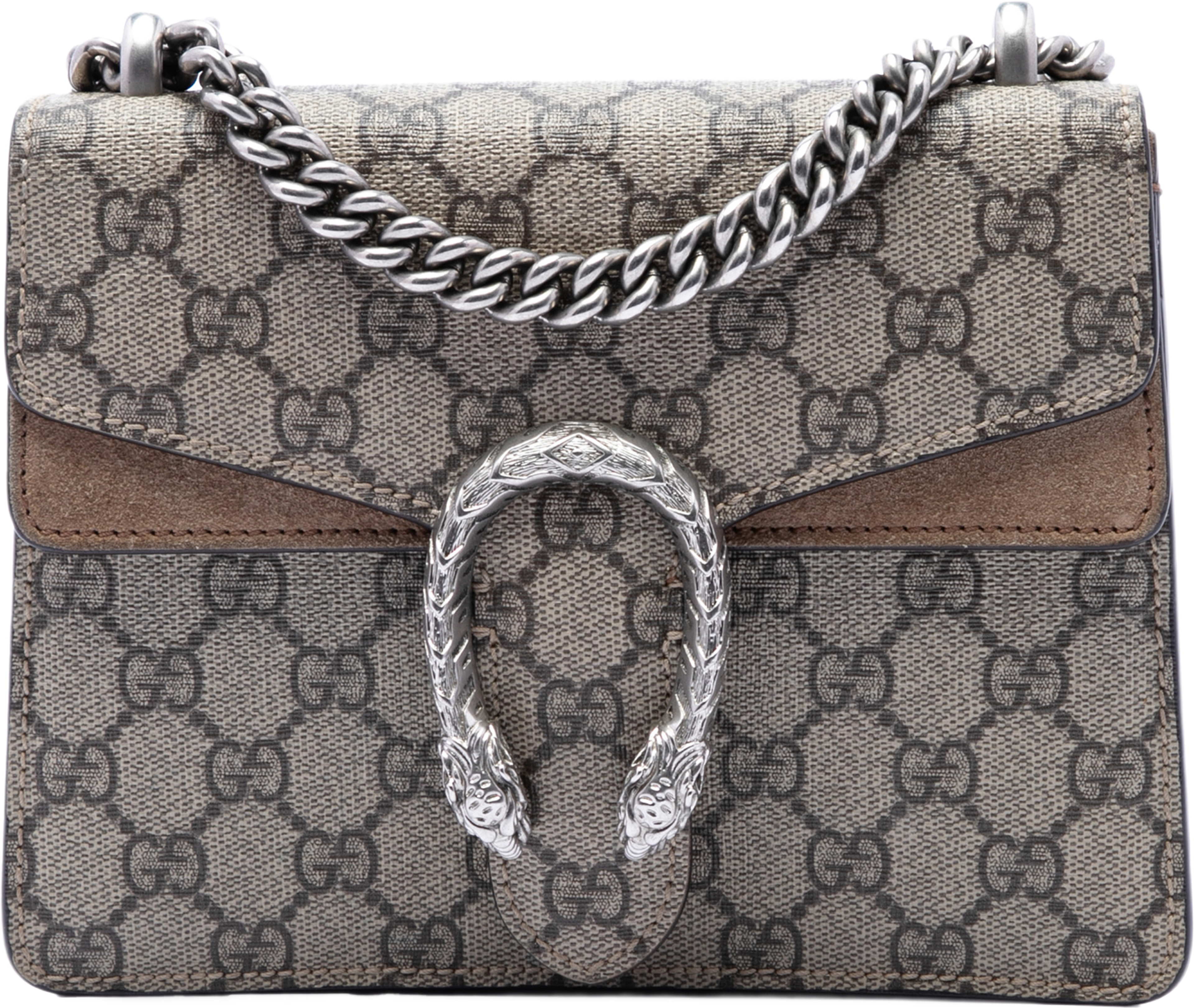 Gucci Small Gg Supreme Dionysus Crossbody, från Luxclusif, i färgen brun. Klicka för att öppna bilden i stort format