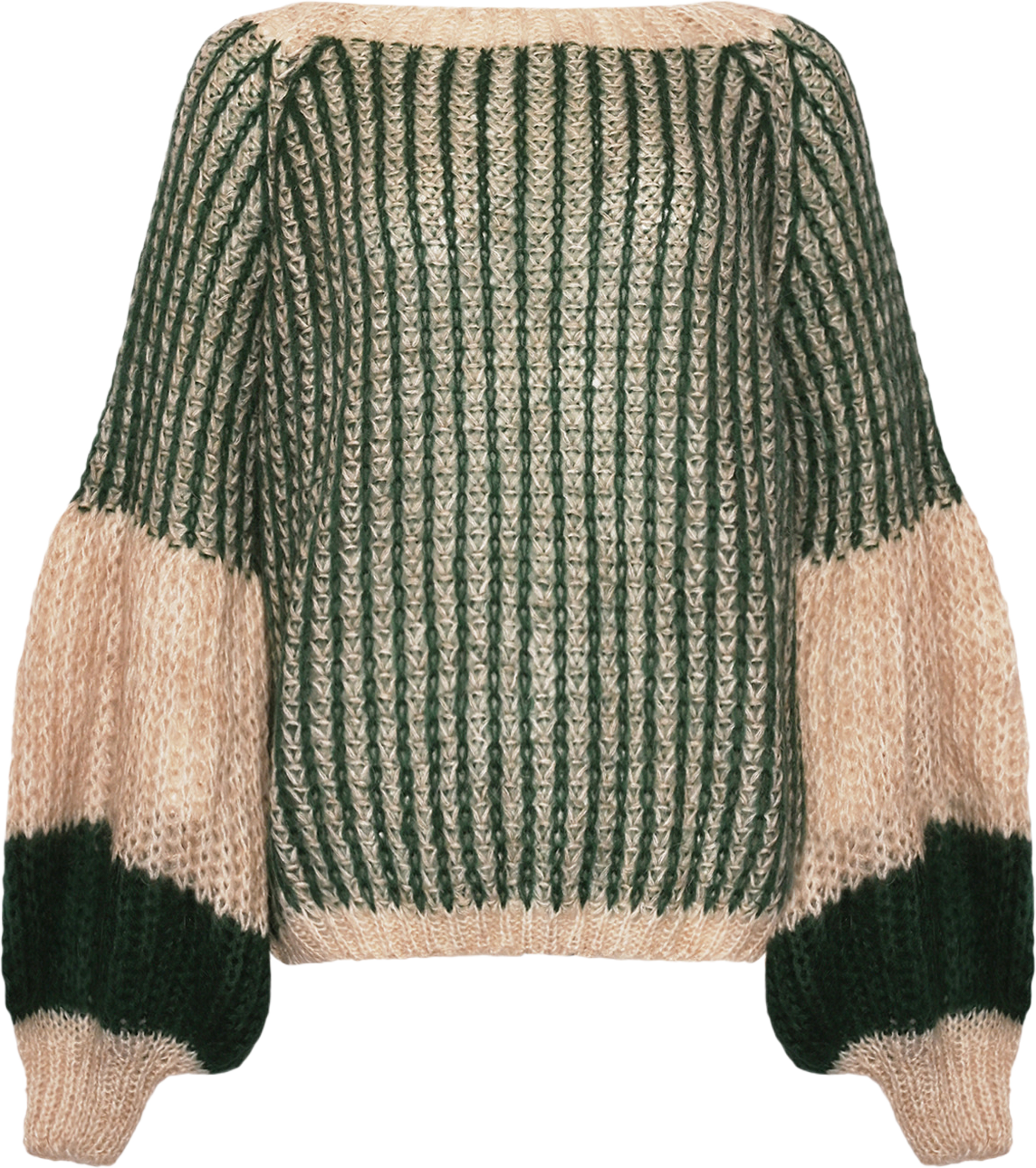 Liana Knit Sweater - Beige/bottle Green