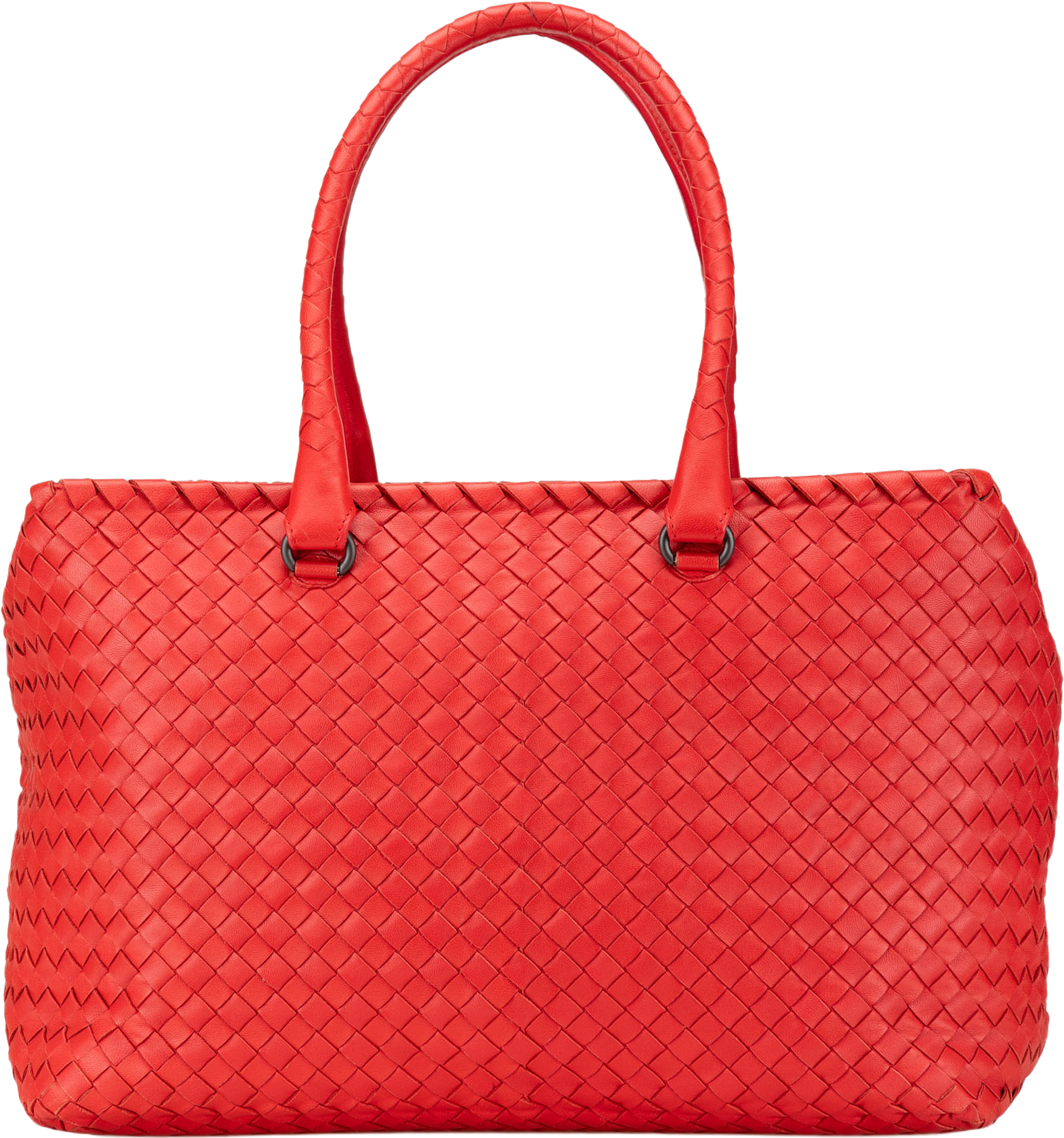 Bottega Veneta Nappa Intrecciato Brick Tote, från Luxclusif, i färgen red. Klicka för att öppna bilden i stort format