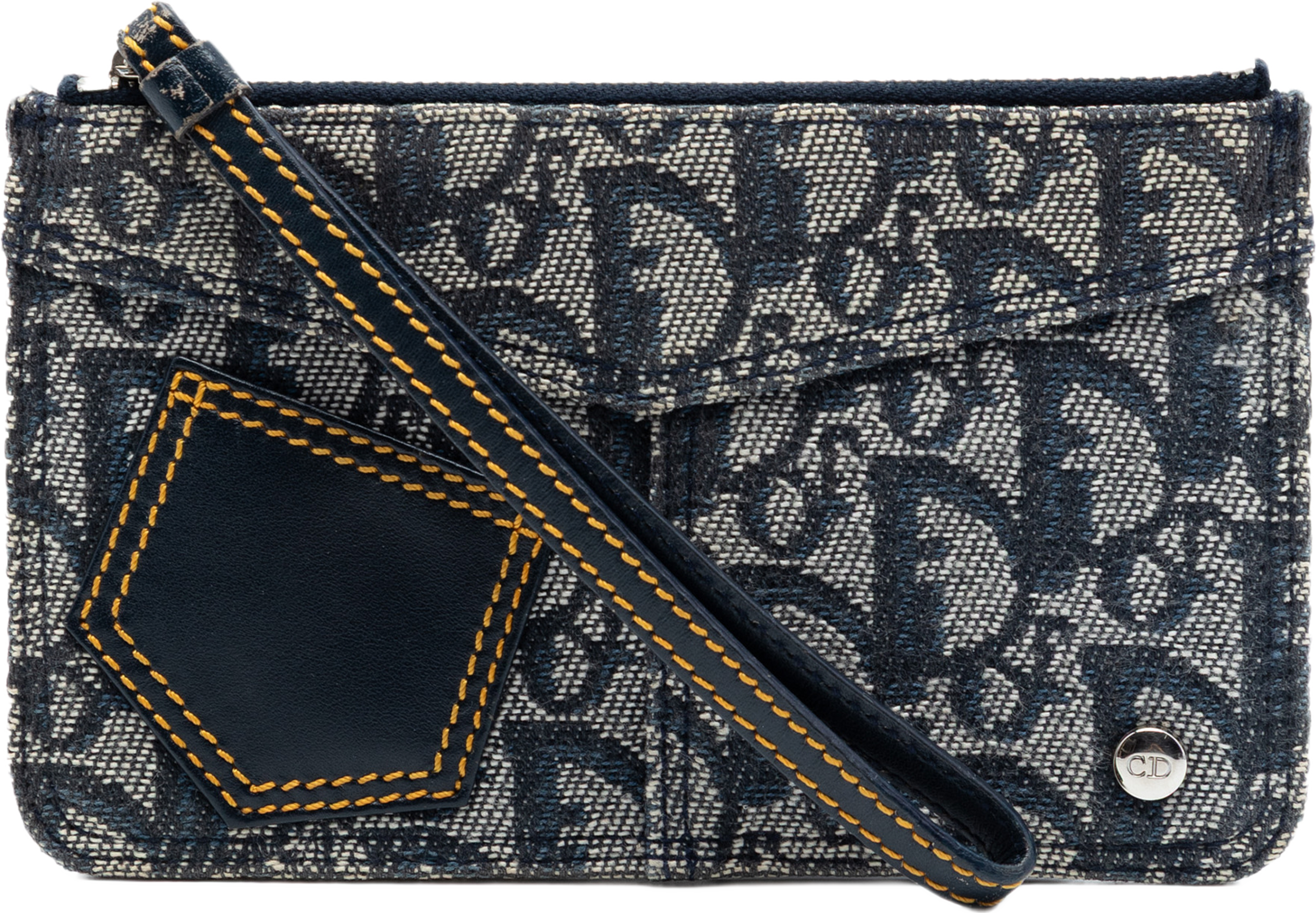 Dior Diorissimo Trotter Canvas Wristlet Pouch, från Luxclusif, i färgen navy. Klicka för att öppna bilden i stort format