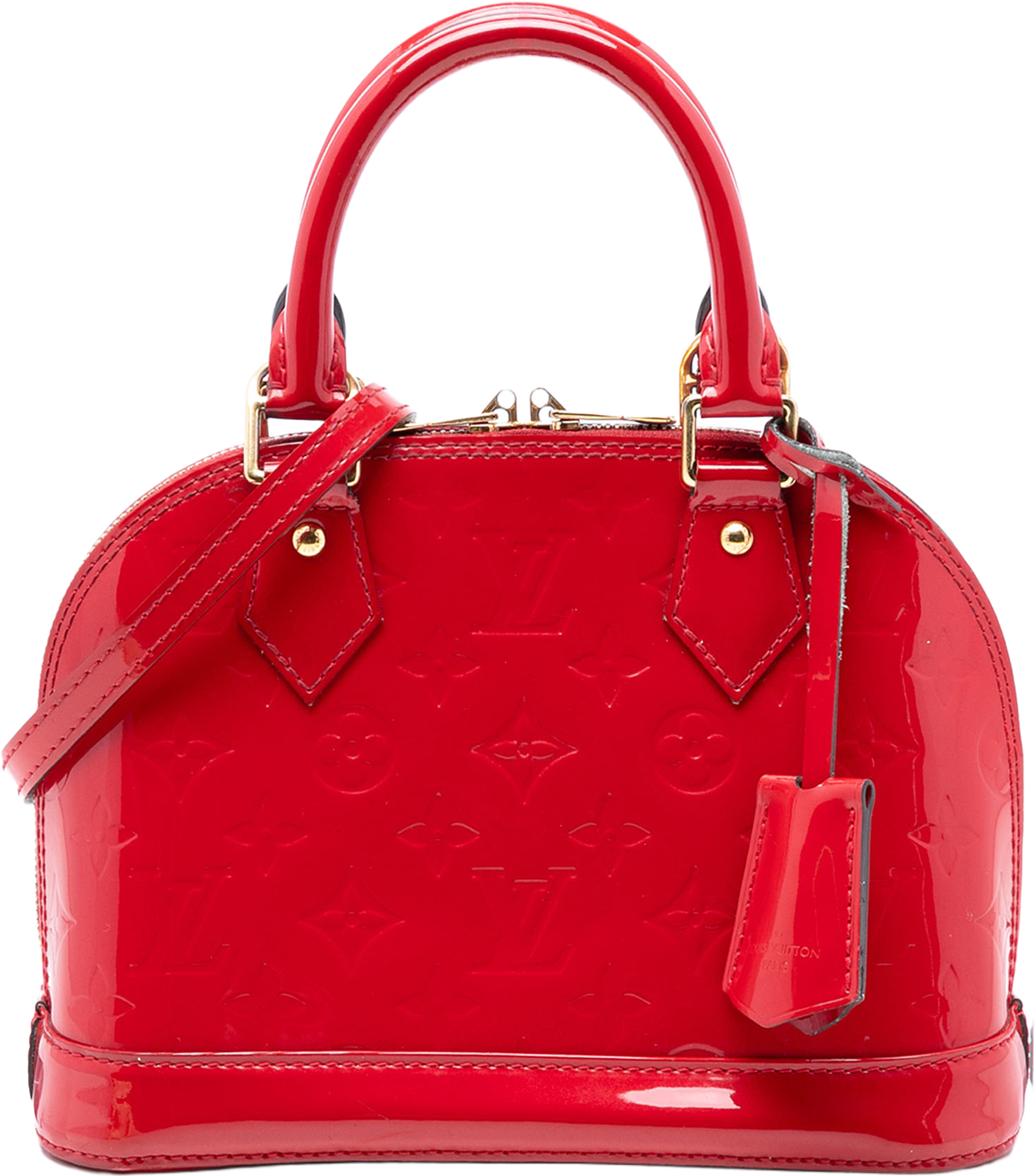 Louis Vuitton Monogram Vernis Alma Bb, från Luxclusif, i färgen red. Klicka för att öppna bilden i stort format