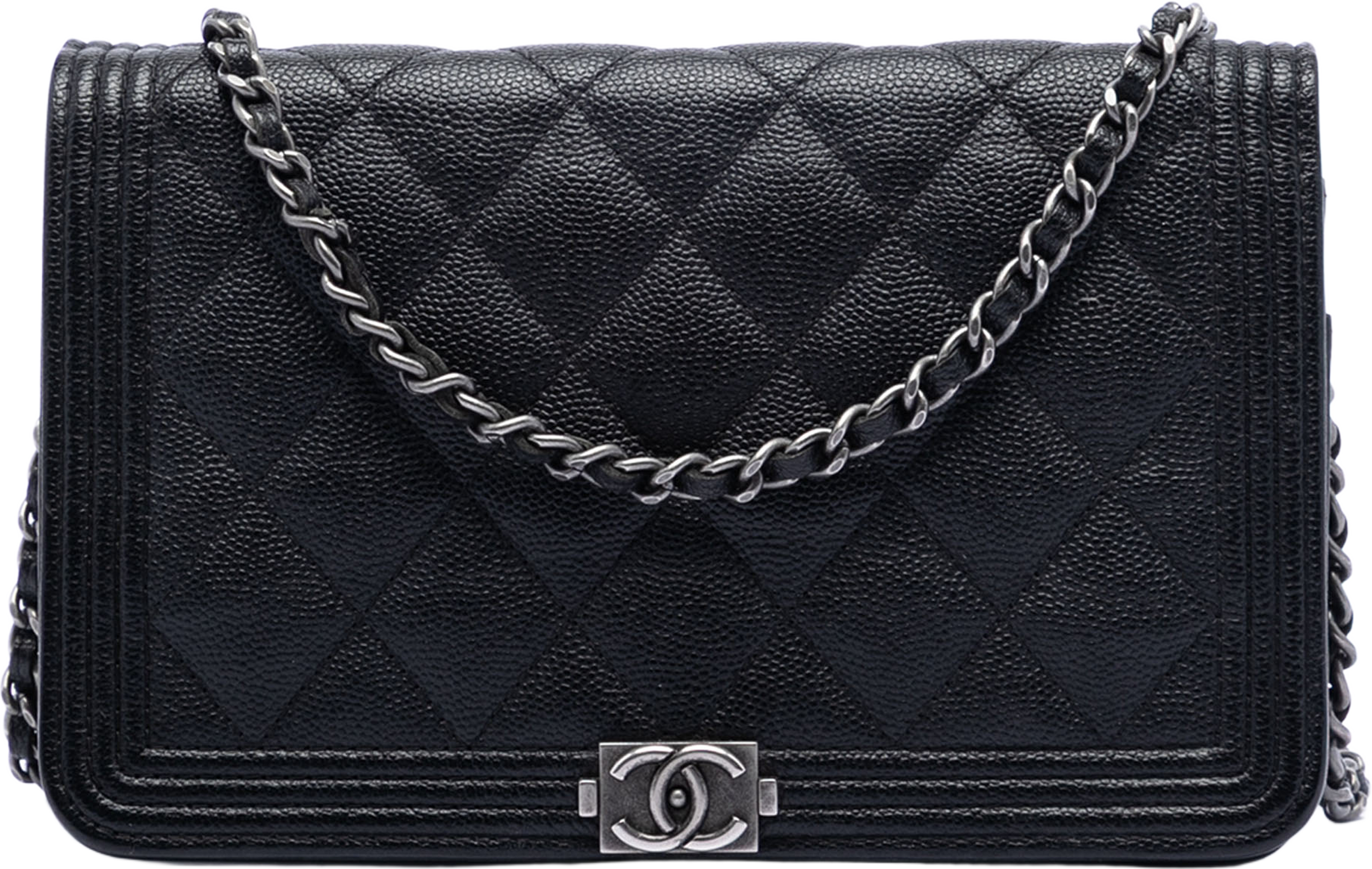 Chanel Quilted Caviar Boy Wallet On Chain, från Luxclusif, i färgen black. Klicka för att öppna bilden i stort format