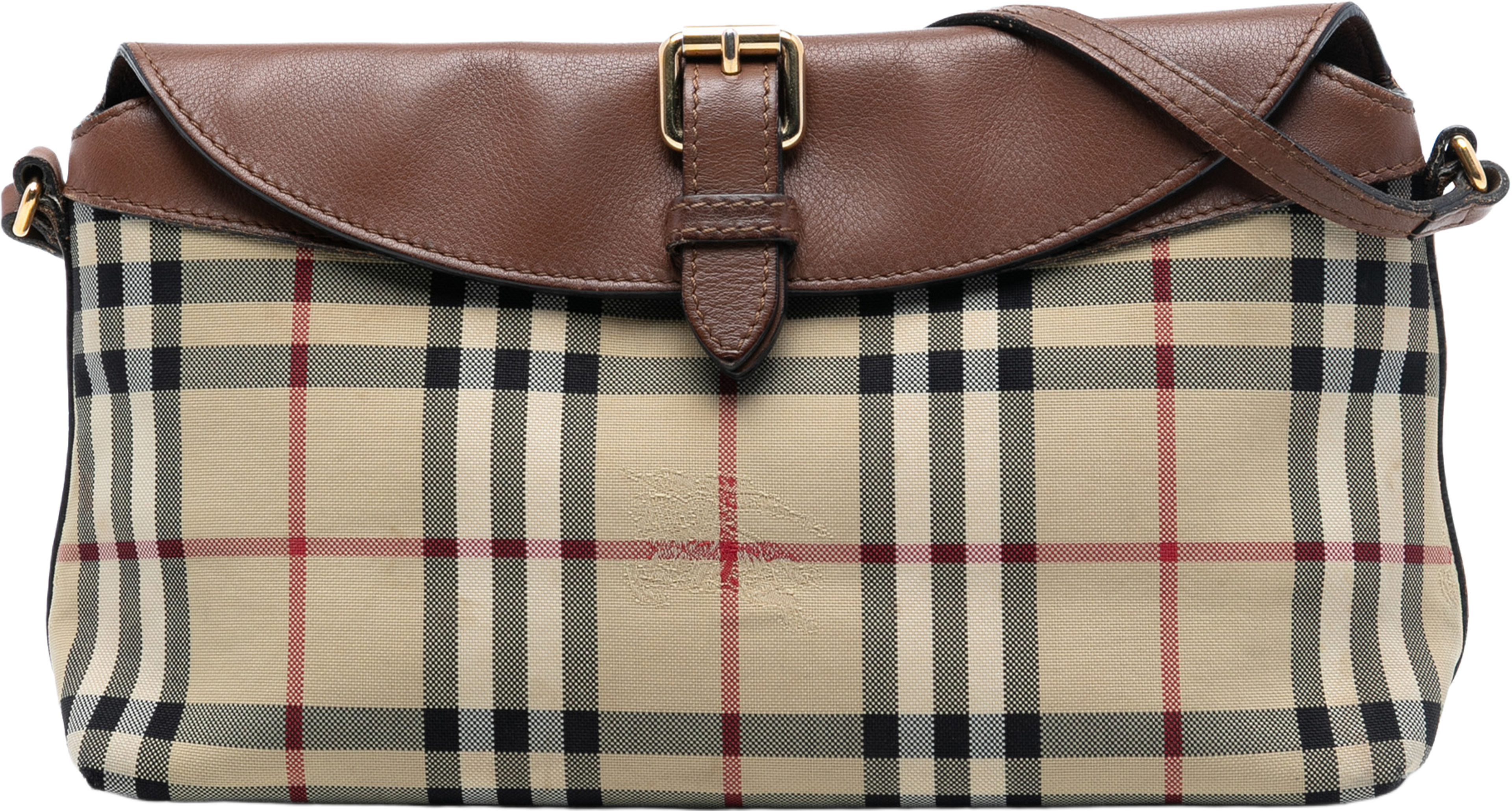Burberry Haymarket Check Coated Canvas Leah Crossbody, från Luxclusif, i färgen beige. Klicka för att öppna bilden i stort format