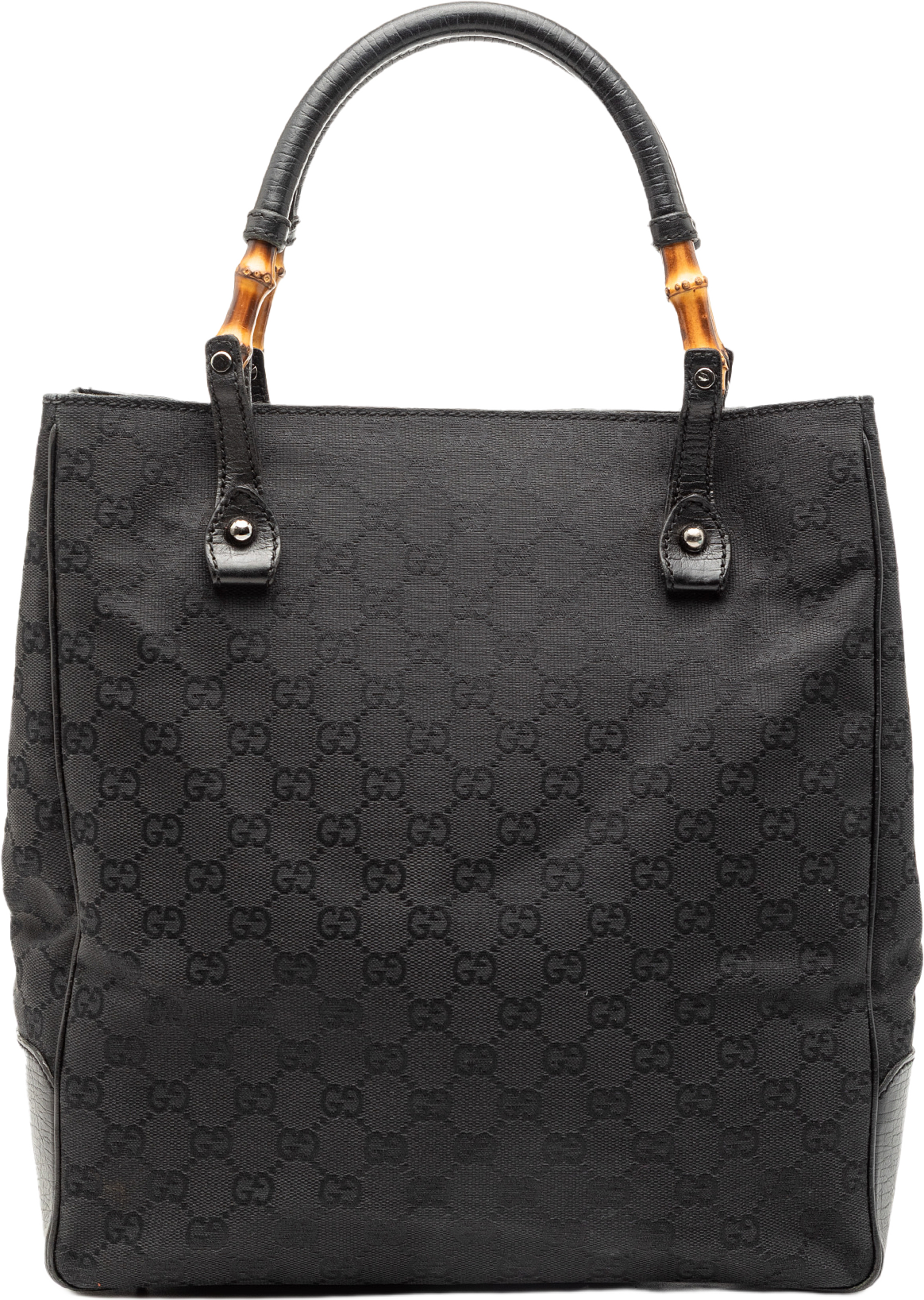 Gucci Gg Canvas Bamboo Tote, från Luxclusif, i färgen black. Klicka för att öppna bilden i stort format