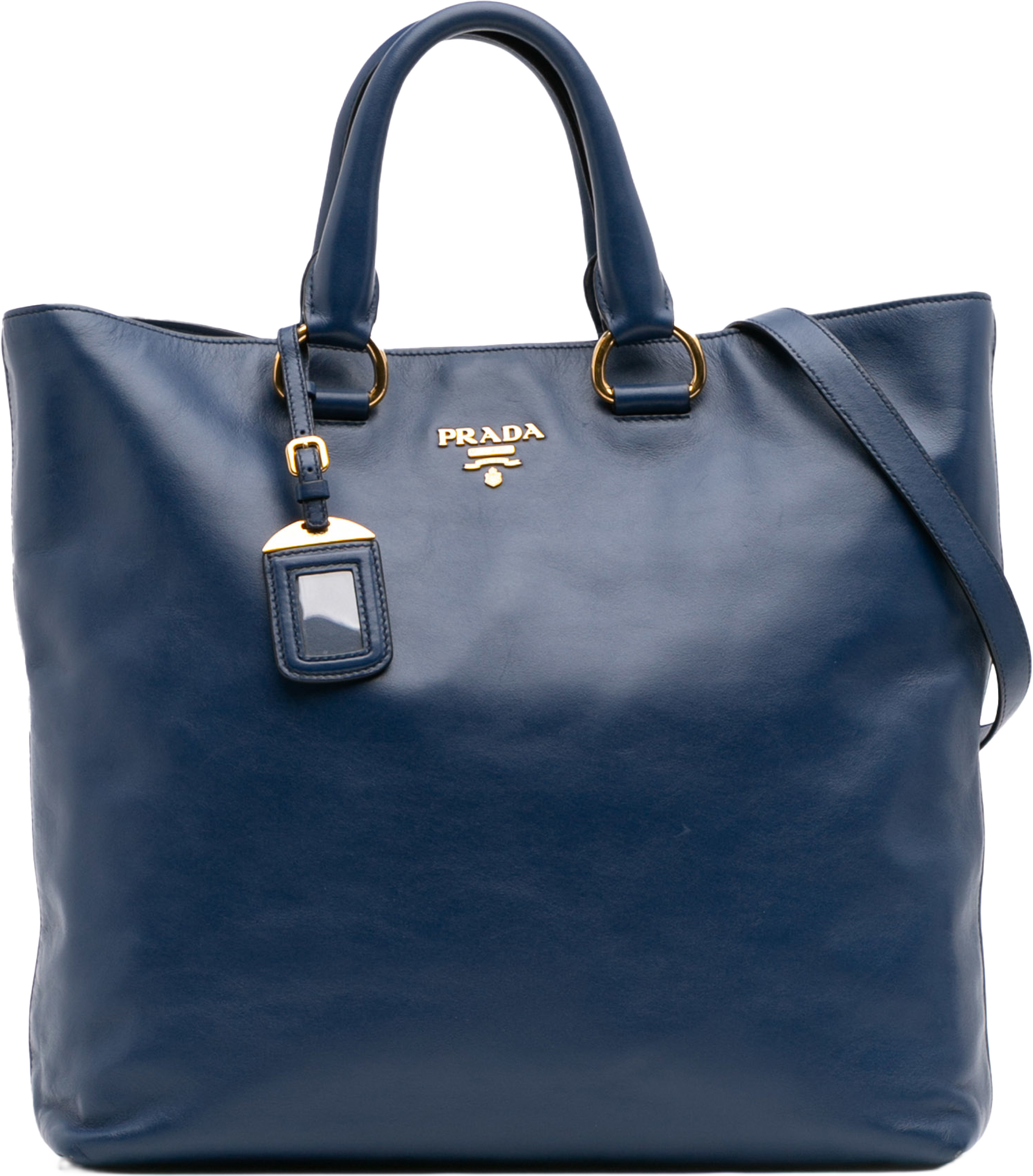 Prada Soft Calf Open Convertible Tote, från Luxclusif, i färgen blue. Klicka för att öppna bilden i stort format