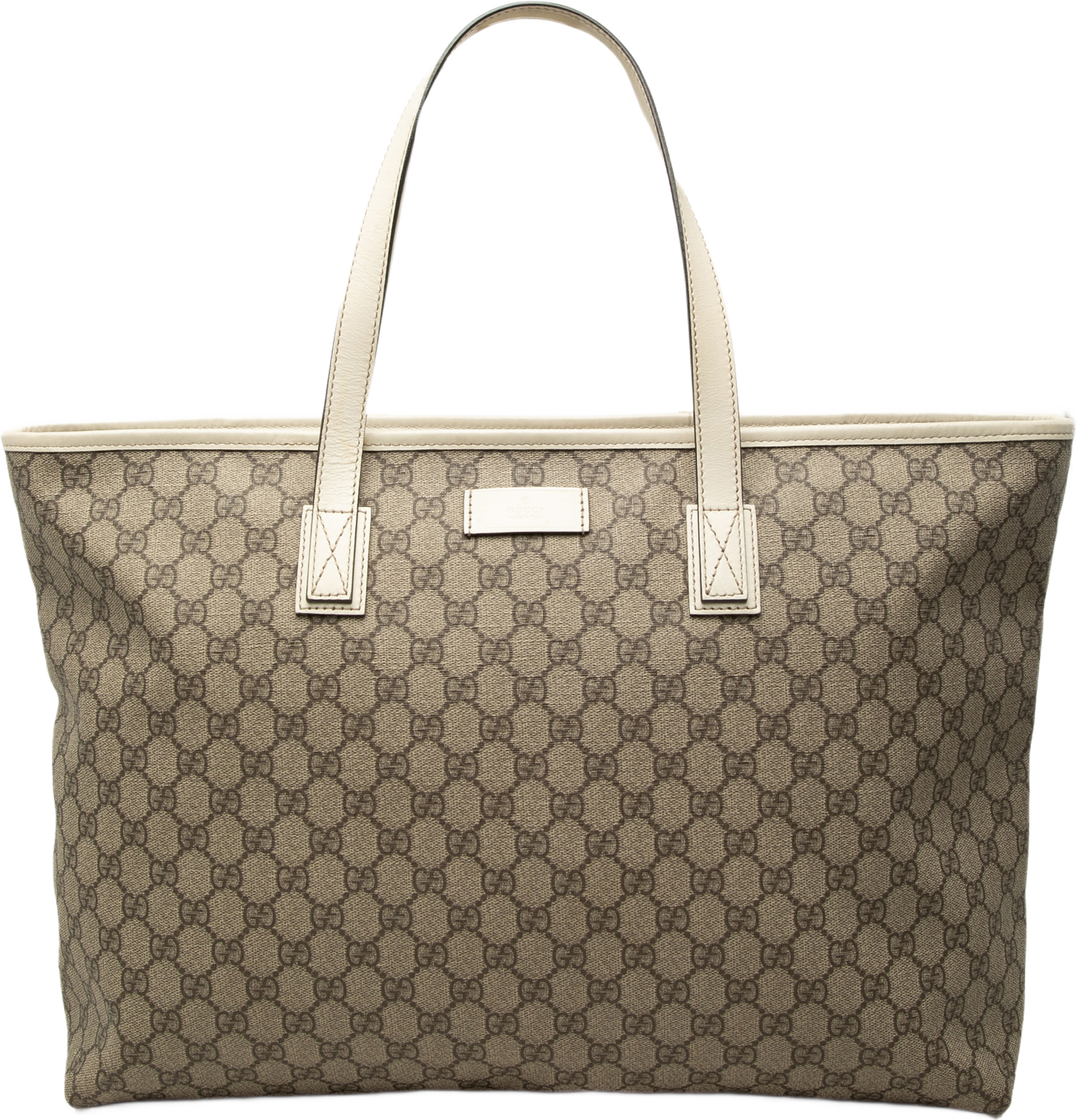 Gucci Large Gg Supreme Tote, från Luxclusif, i färgen beige. Klicka för att öppna bilden i stort format
