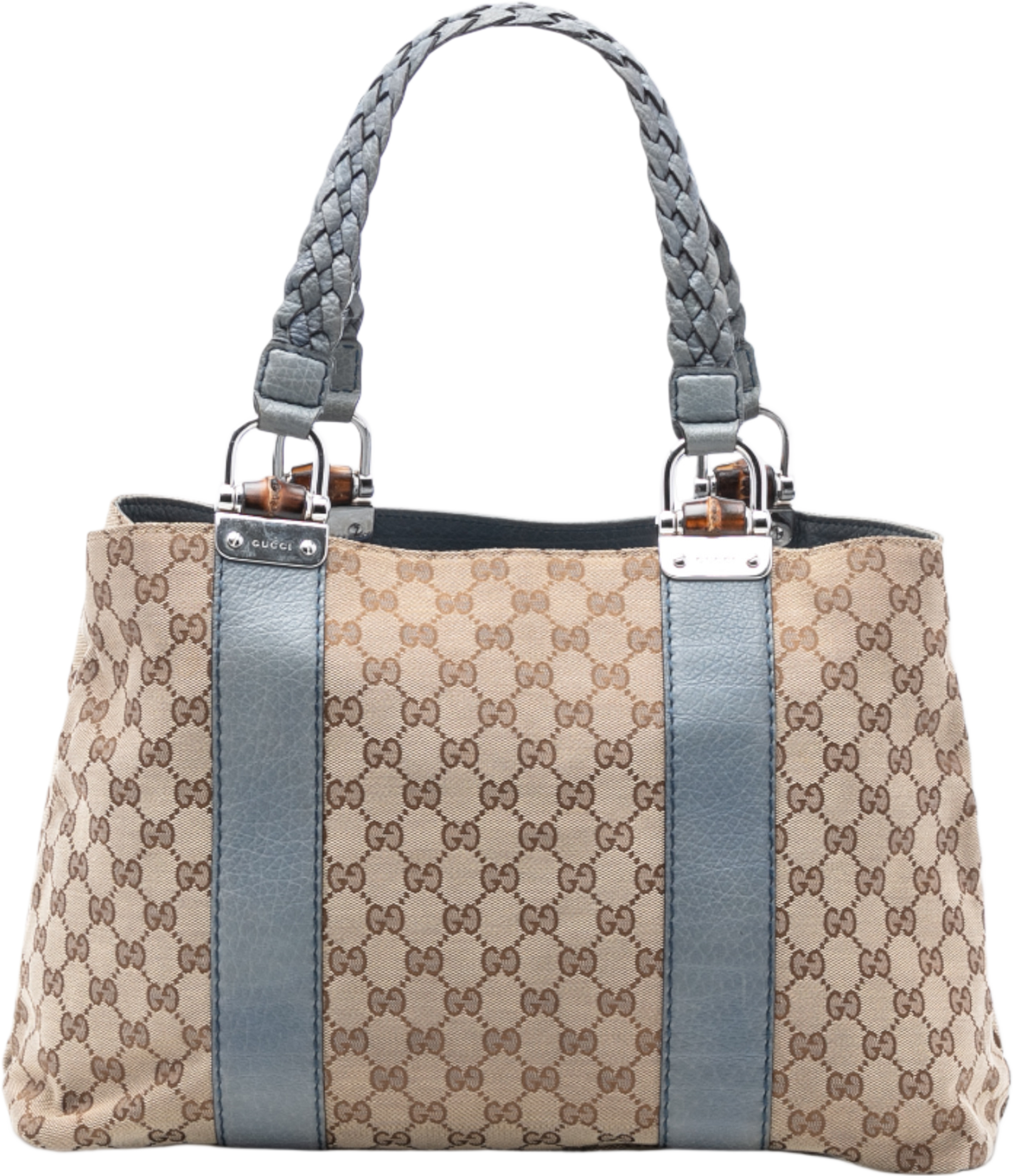 Gucci Medium Gg Canvas Bamboo Libeccio Tote, från Luxclusif, i färgen beige. Klicka för att öppna bilden i stort format