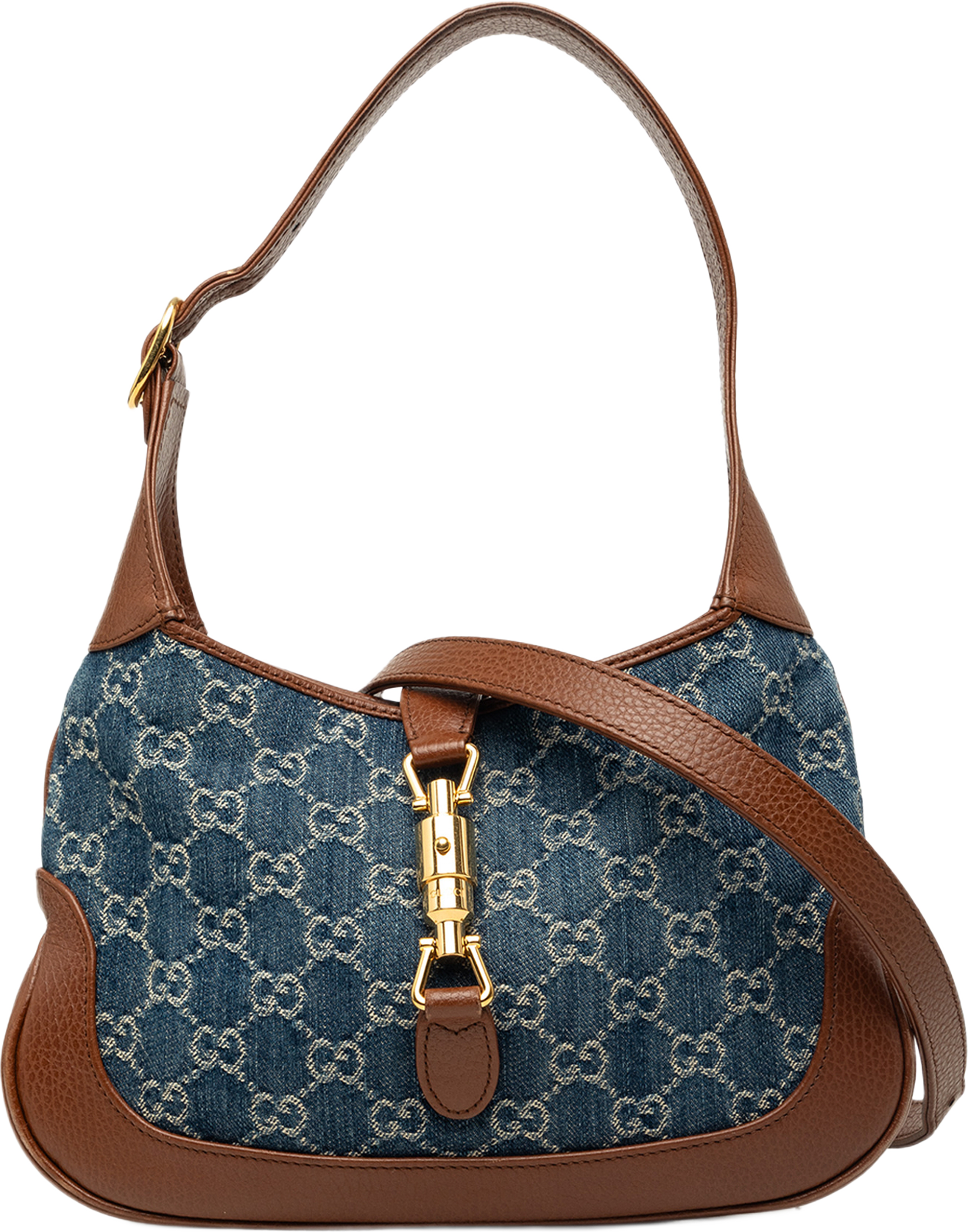 Gucci Small Gg Denim Jackie 1961 Crossbody, från Luxclusif, i färgen blå. Klicka för att öppna bilden i stort format