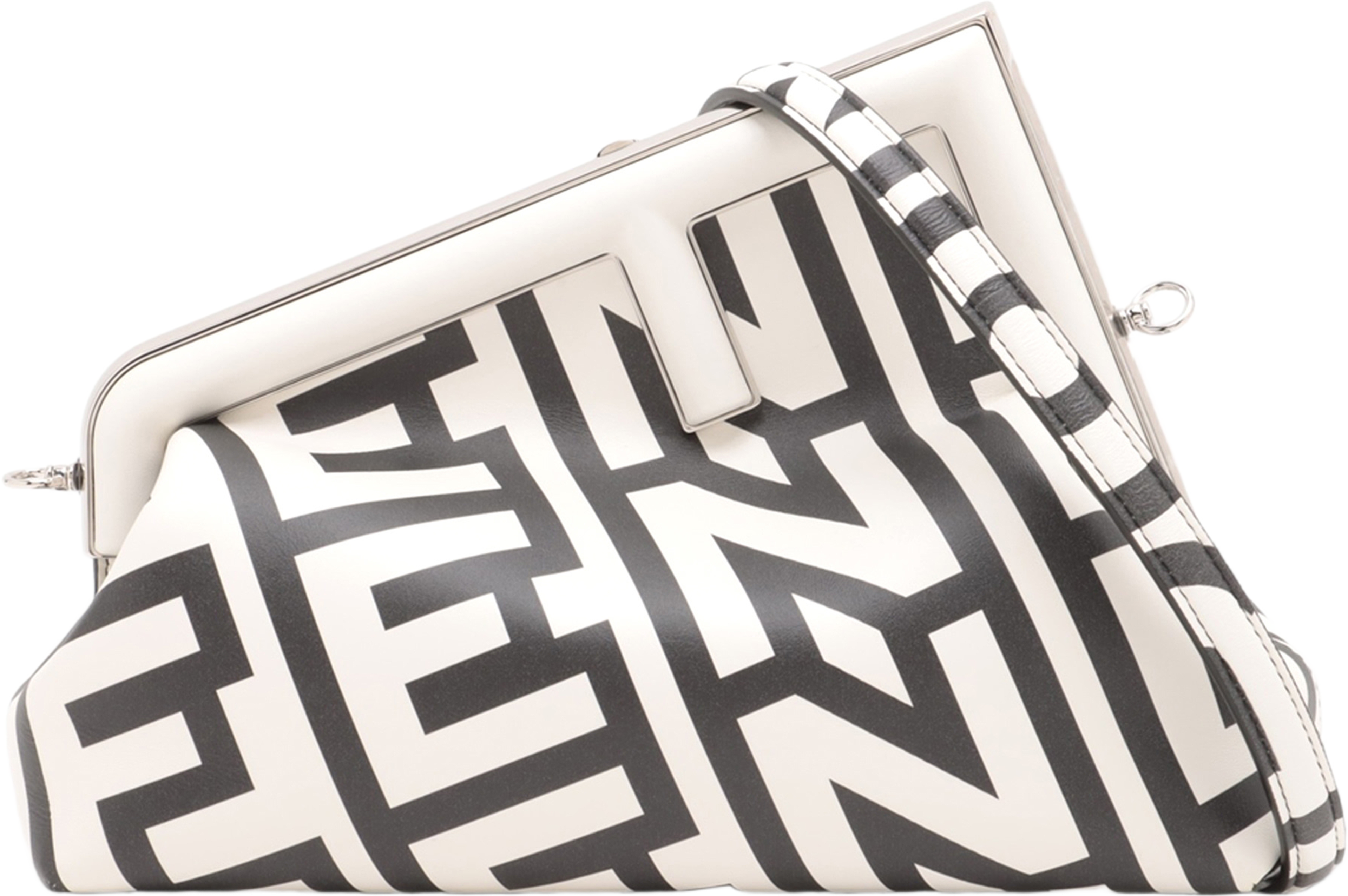 Fendi Marc Jacobs Midi Nappa Logo Print Fendi First Crossbody, från Luxclusif, i färgen white. Klicka för att öppna bilden i stort format