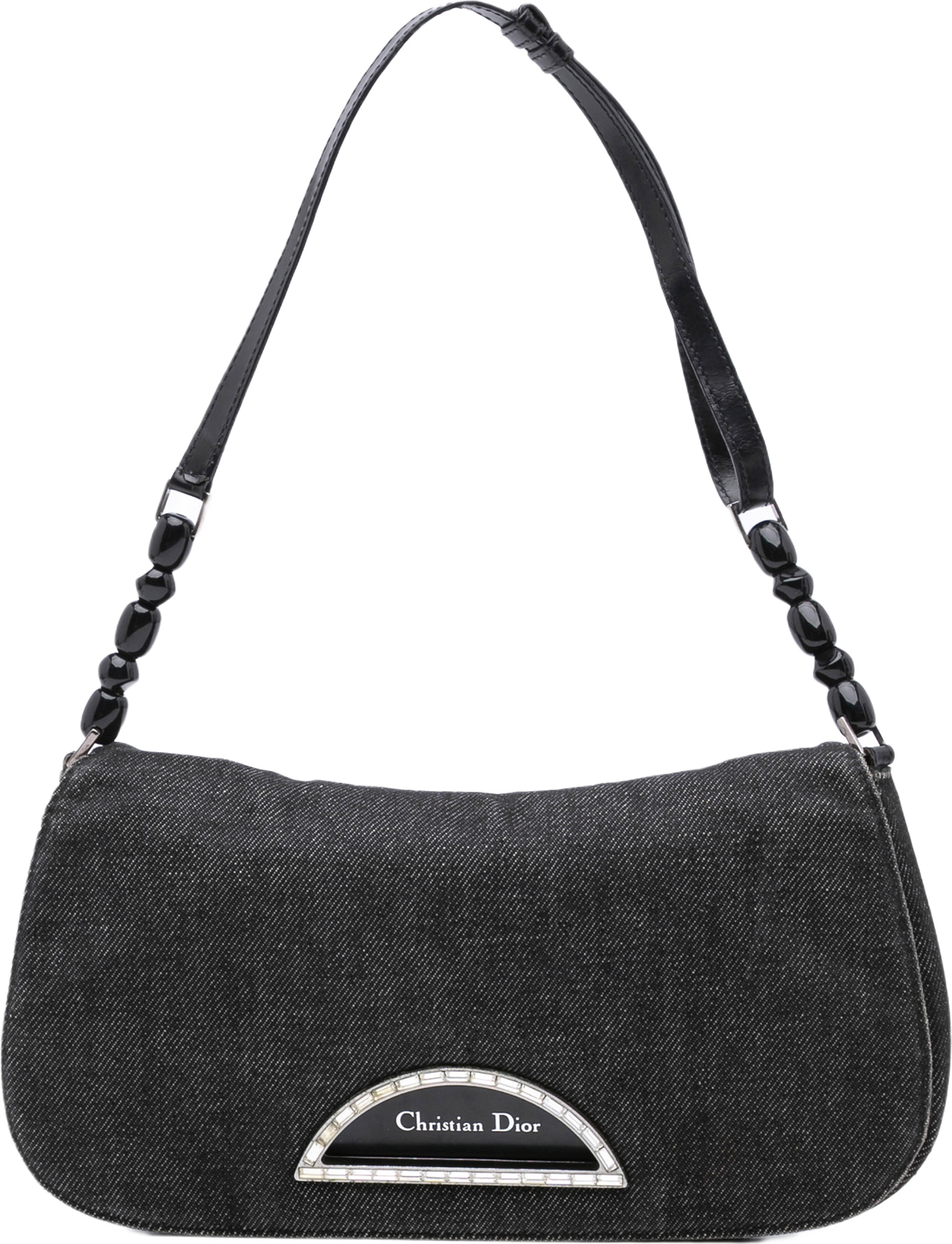 Dior Denim Malice Flap Shoulder Bag, från Luxclusif, i färgen dark gray. Klicka för att öppna bilden i stort format