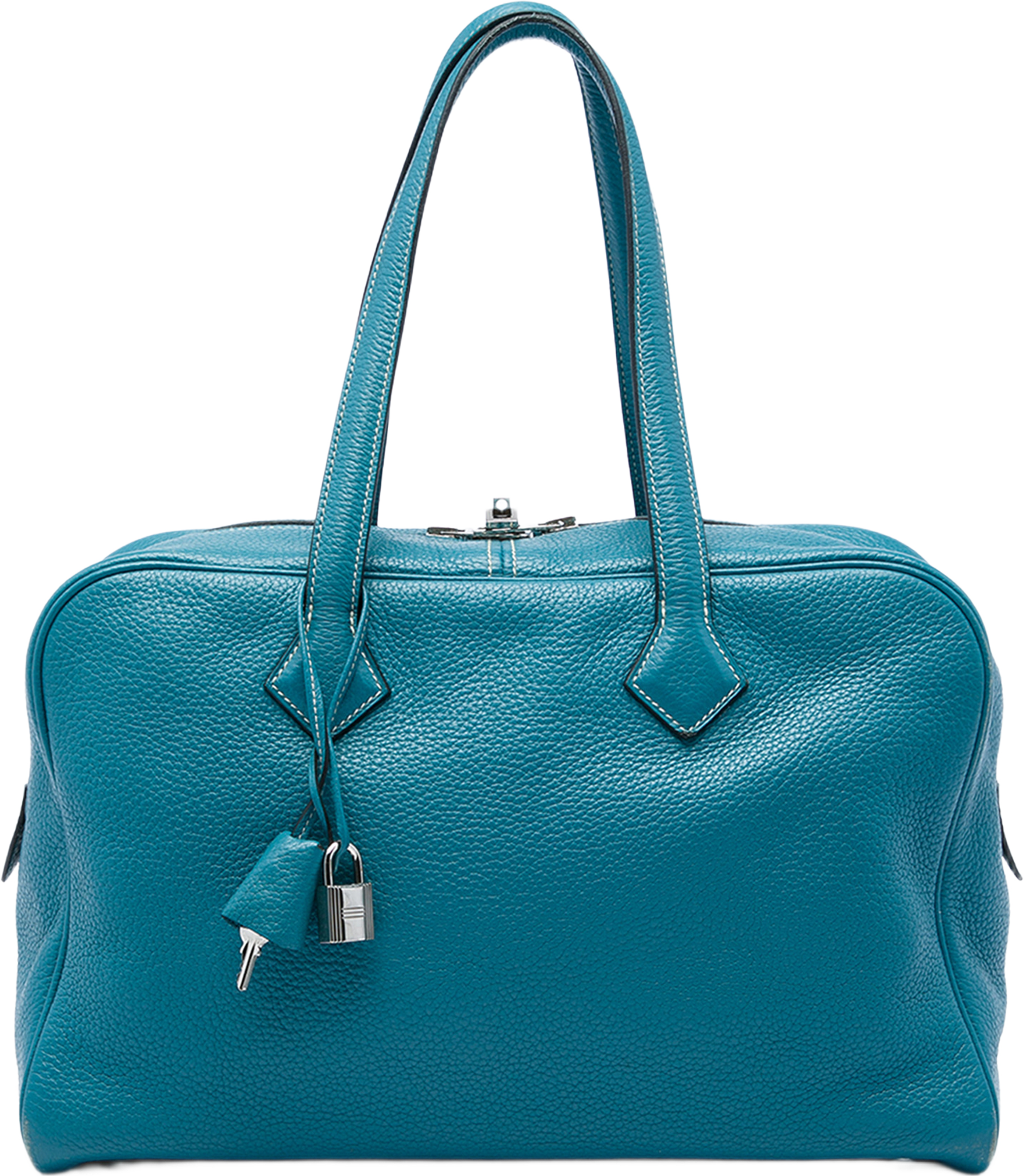 Hermès Clemence Victoria Ii 35, från Luxclusif, i färgen blå. Klicka för att öppna bilden i stort format