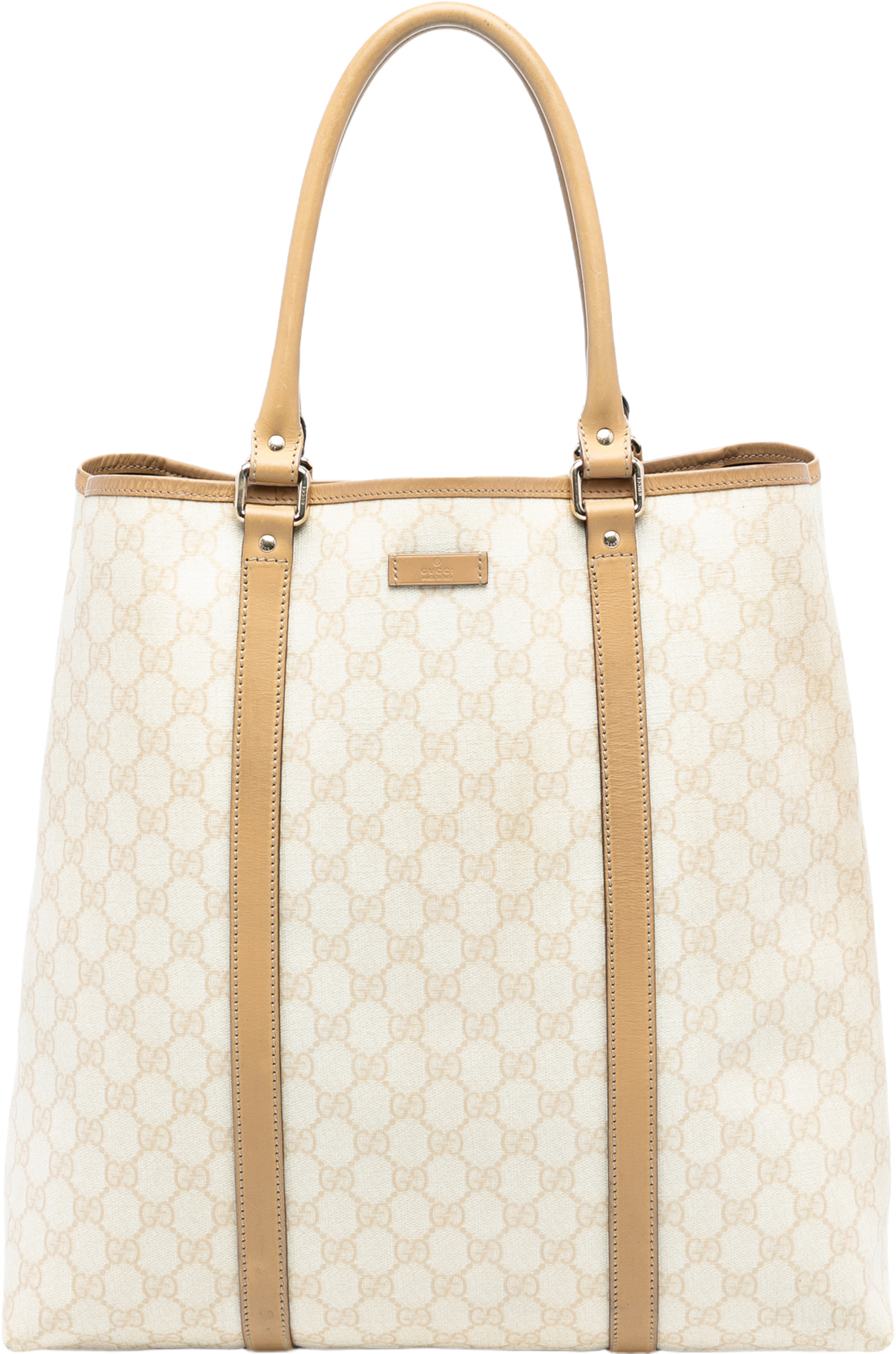 Gucci Gg Supreme Joy Vertical Tote, från Luxclusif, i färgen light beige. Klicka för att öppna bilden i stort format