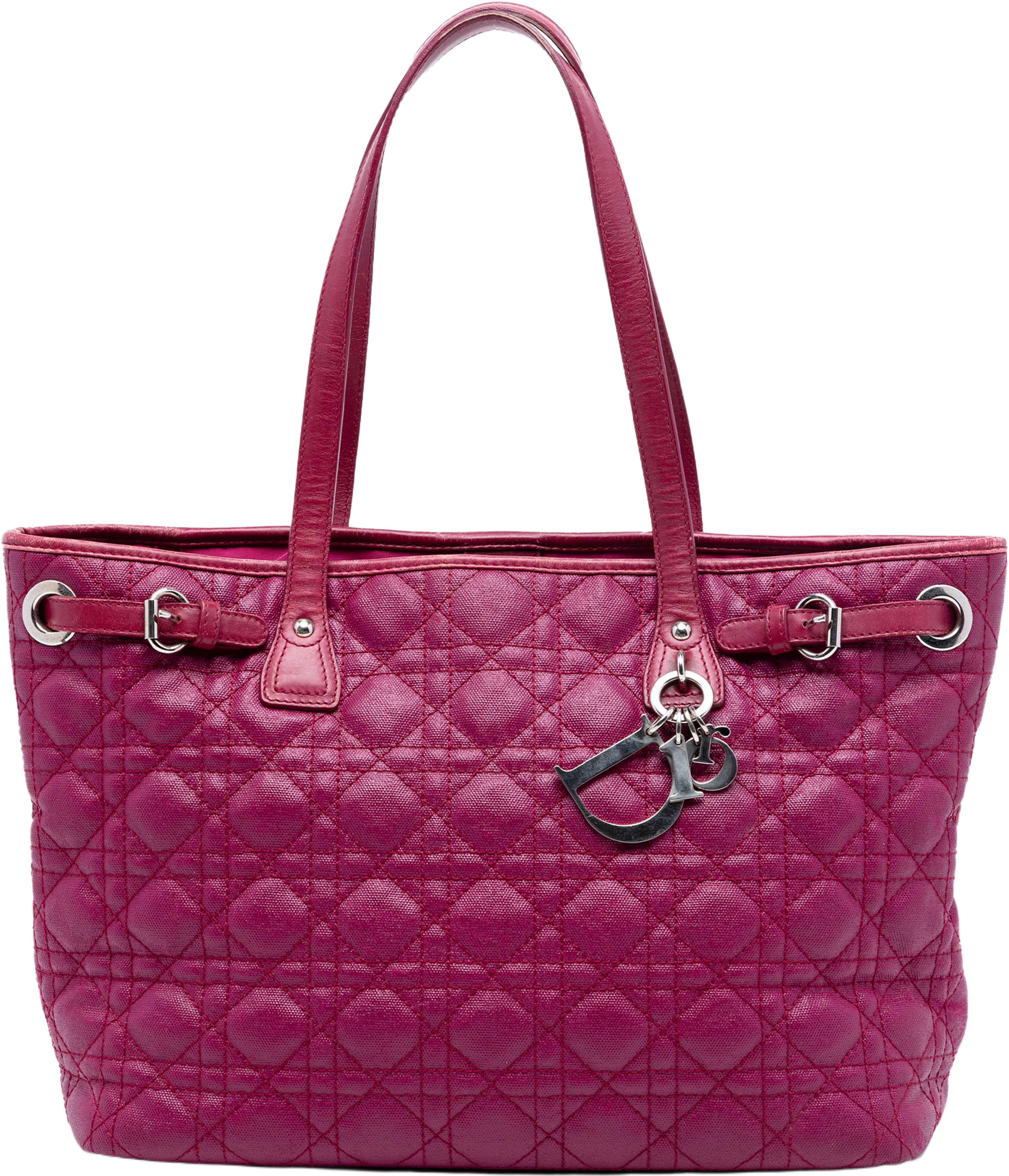 Dior Cannage Panarea Tote Bag, från Luxclusif, i färgen dark pink. Klicka för att öppna bilden i stort format