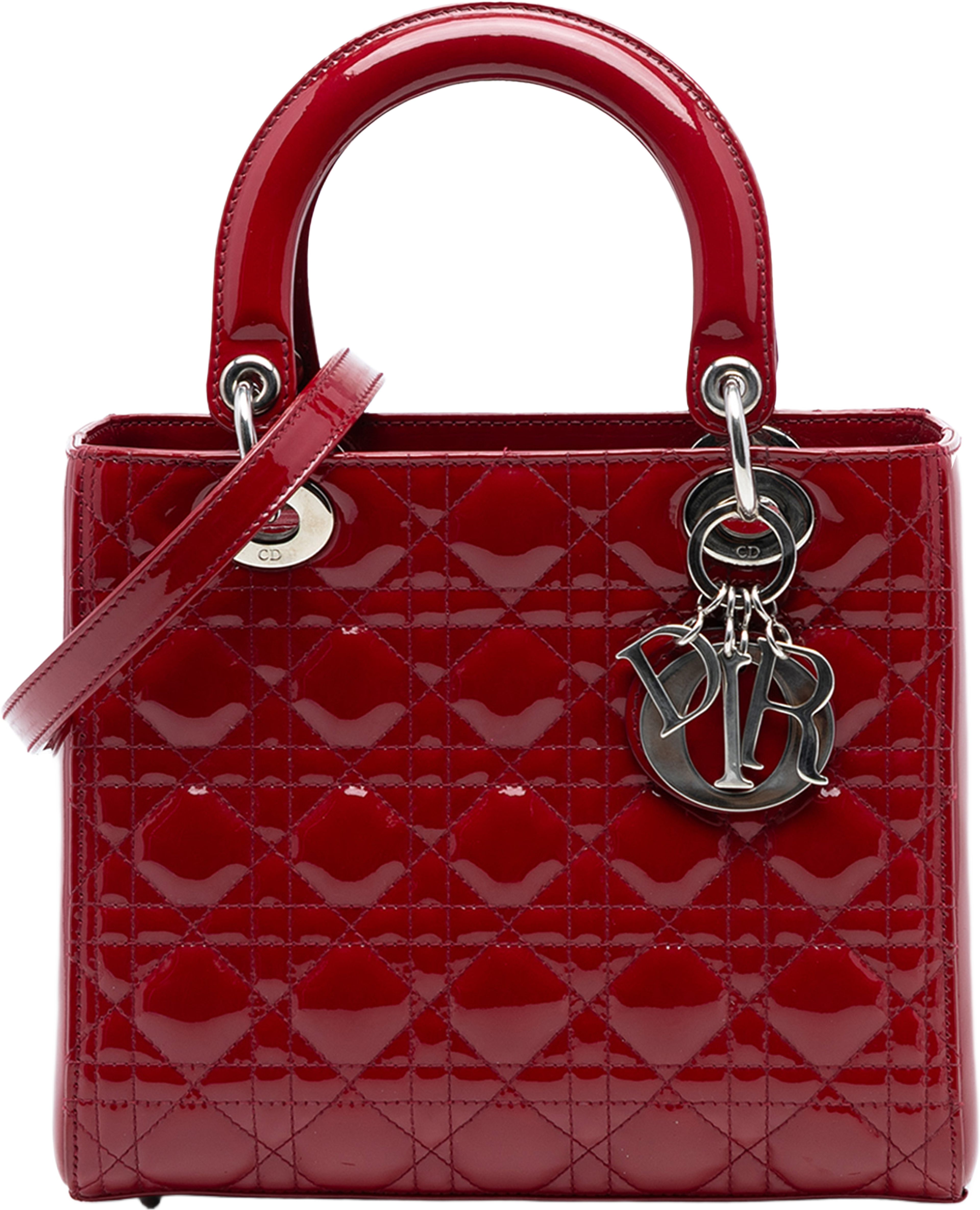 Dior Medium Patent Cannage Lady Dior, från Luxclusif, i färgen dark red. Klicka för att öppna bilden i stort format