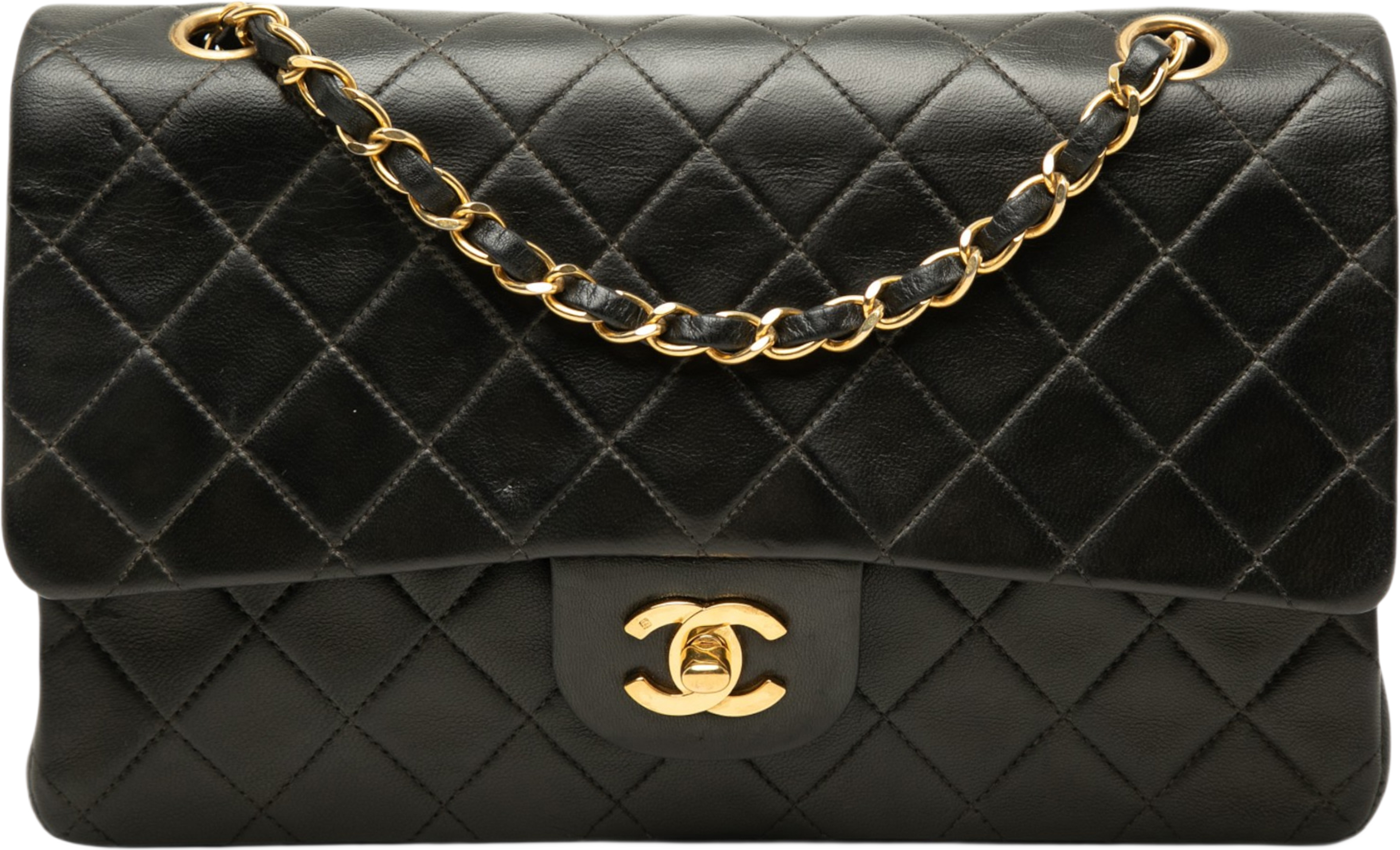 Chanel Medium Classic Lambskin Double Flap, från Luxclusif, i färgen svart. Klicka för att öppna bilden i stort format