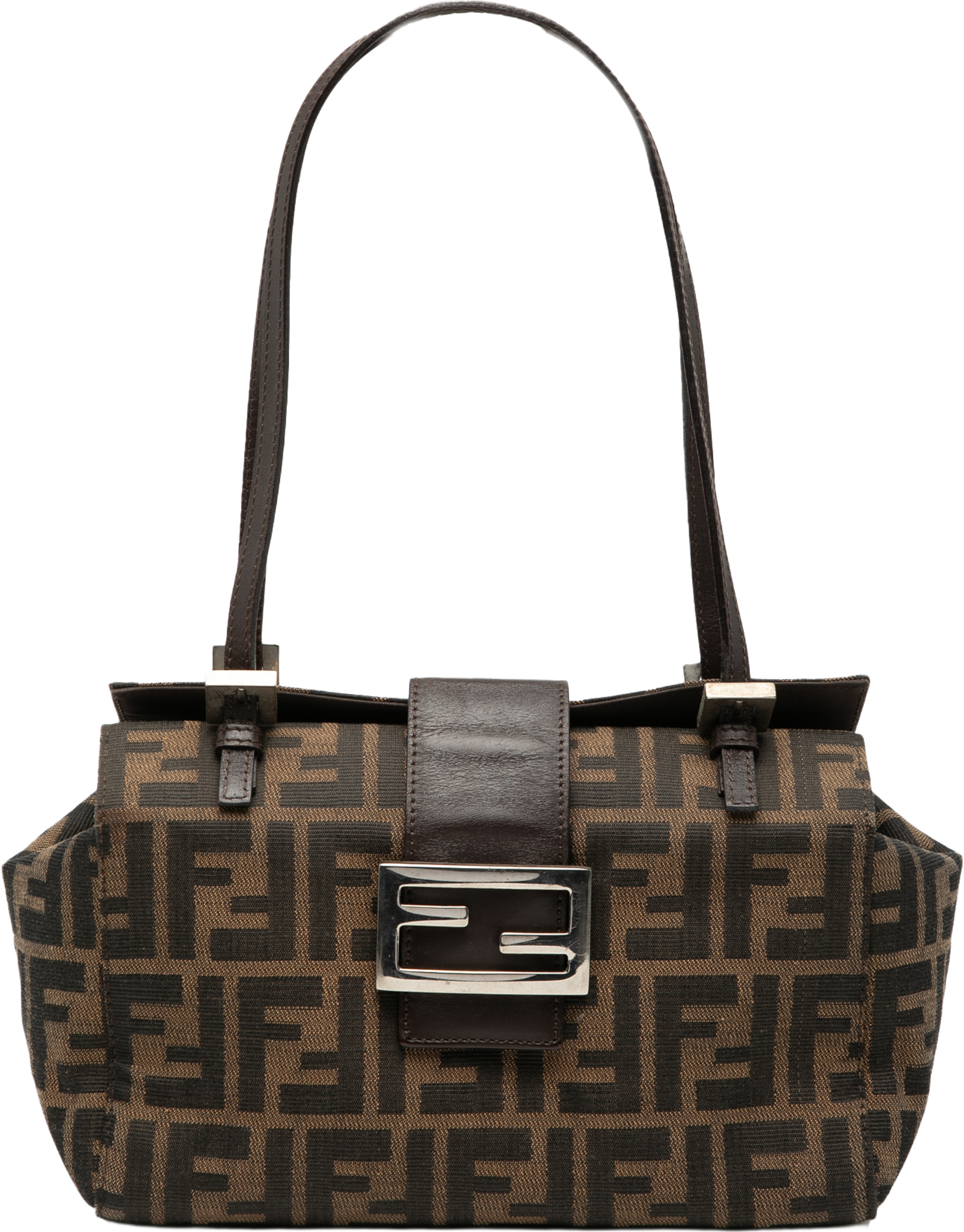 Fendi Zucca Canvas Bento Box Shoulder Bag, från Luxclusif, i färgen brown. Klicka för att öppna bilden i stort format