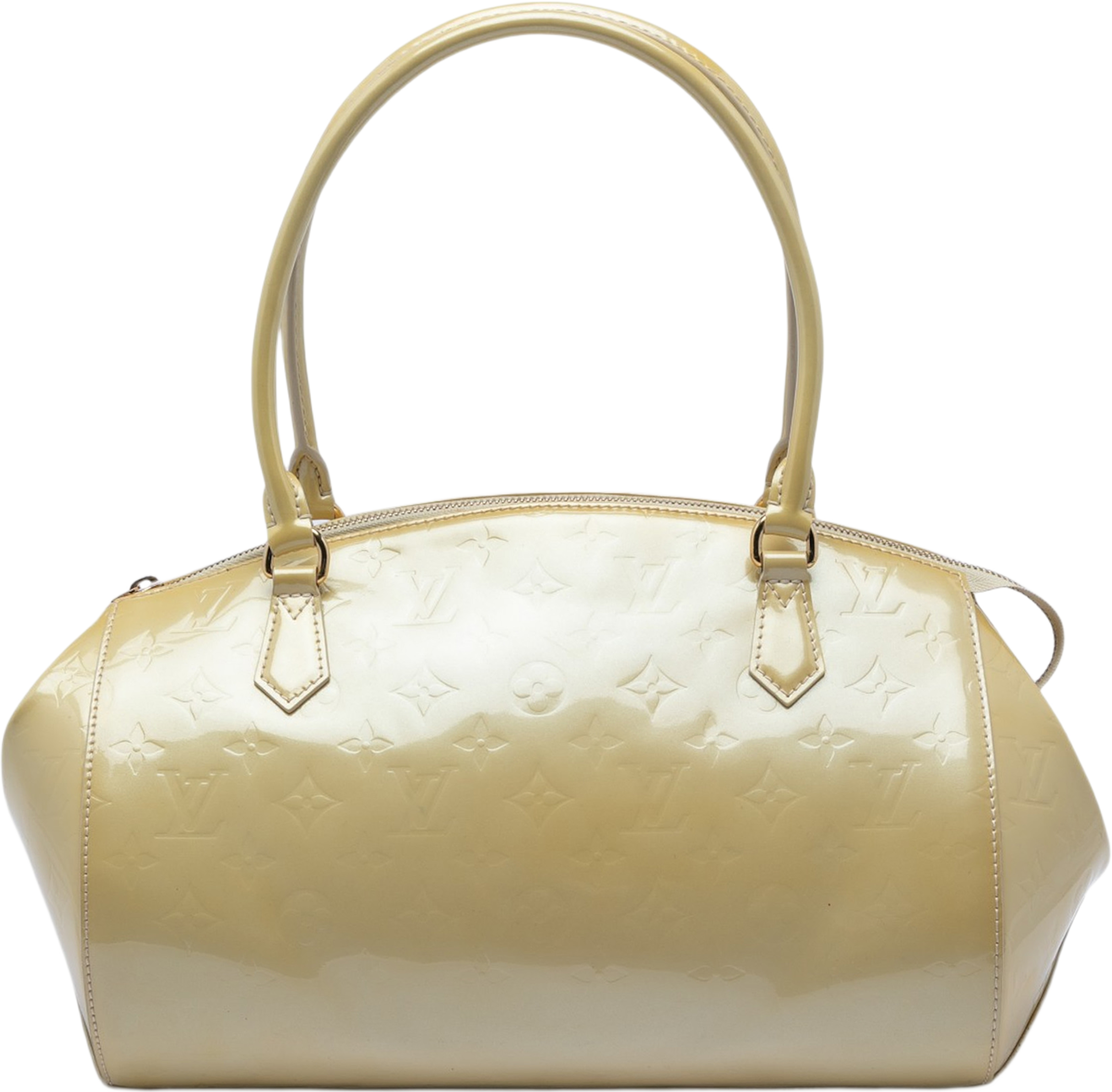 Louis Vuitton Monogram Vernis Sherwood Pm, från Luxclusif, i färgen beige. Klicka för att öppna bilden i stort format