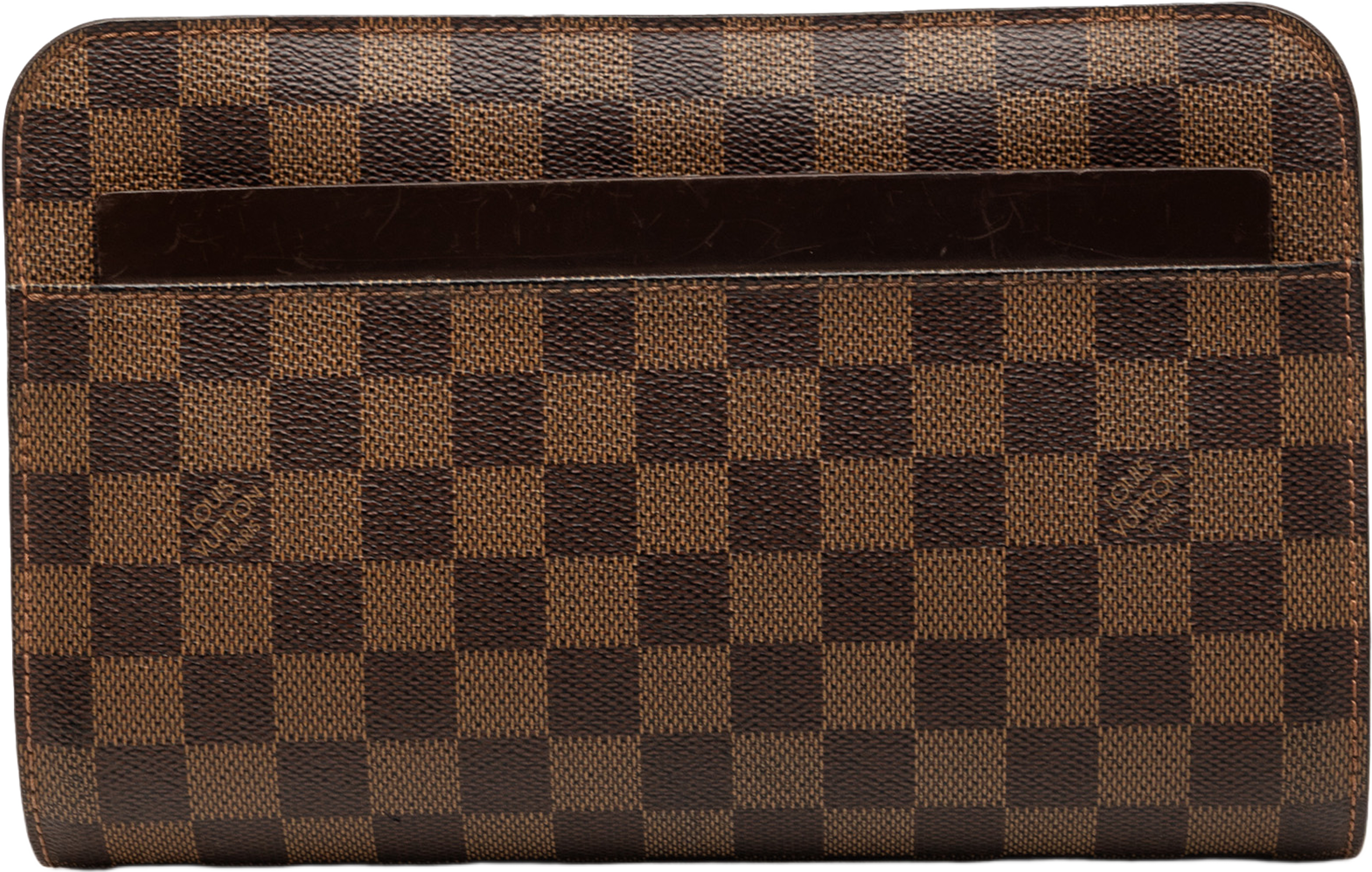 Louis Vuitton Damier Ebene Saint Louis Pochette, från Luxclusif, i färgen brown. Klicka för att öppna bilden i stort format