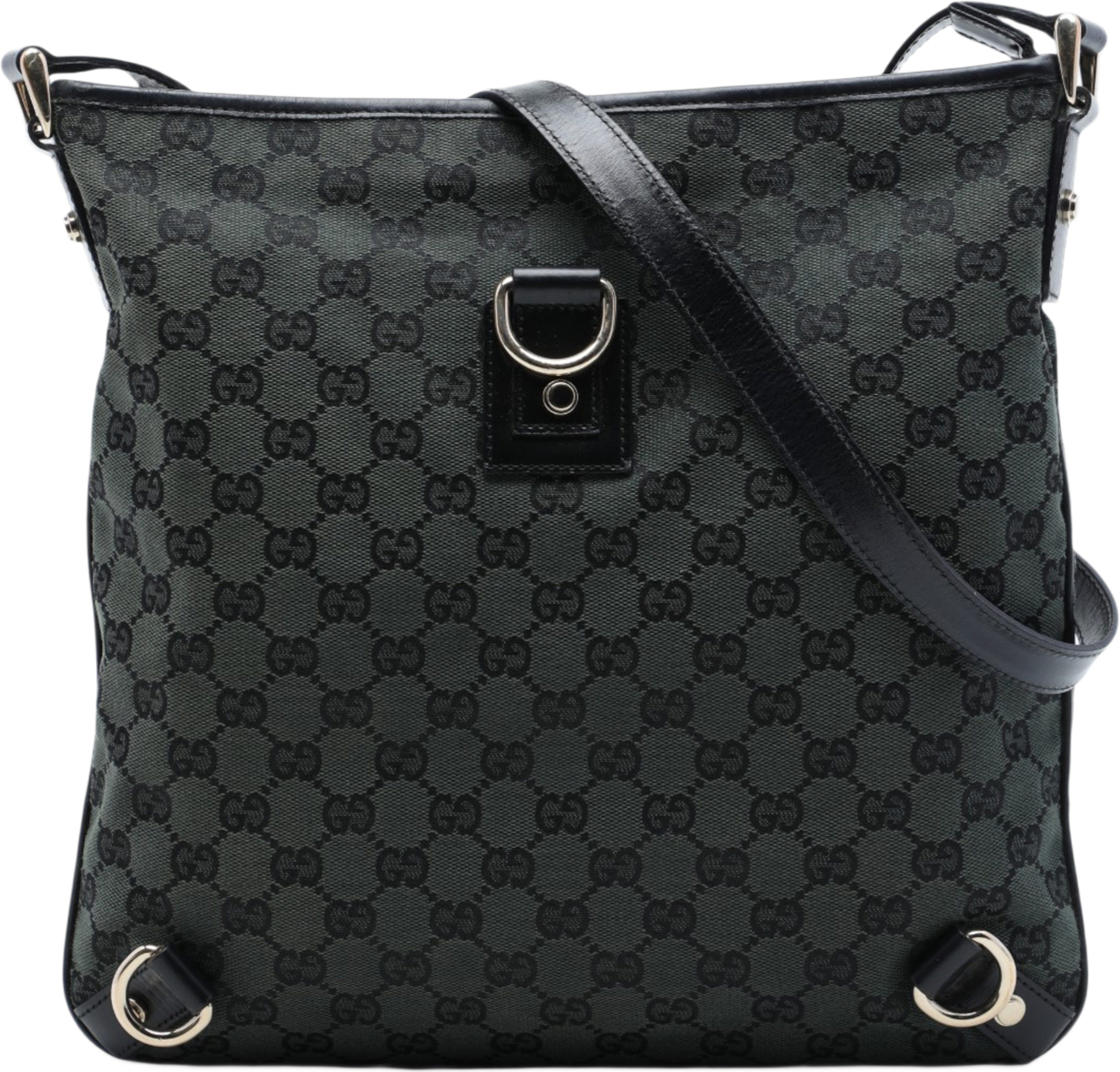 Gucci Gg Canvas Abbey D Ring Crossbody, från Luxclusif, i färgen grön. Klicka för att öppna bilden i stort format