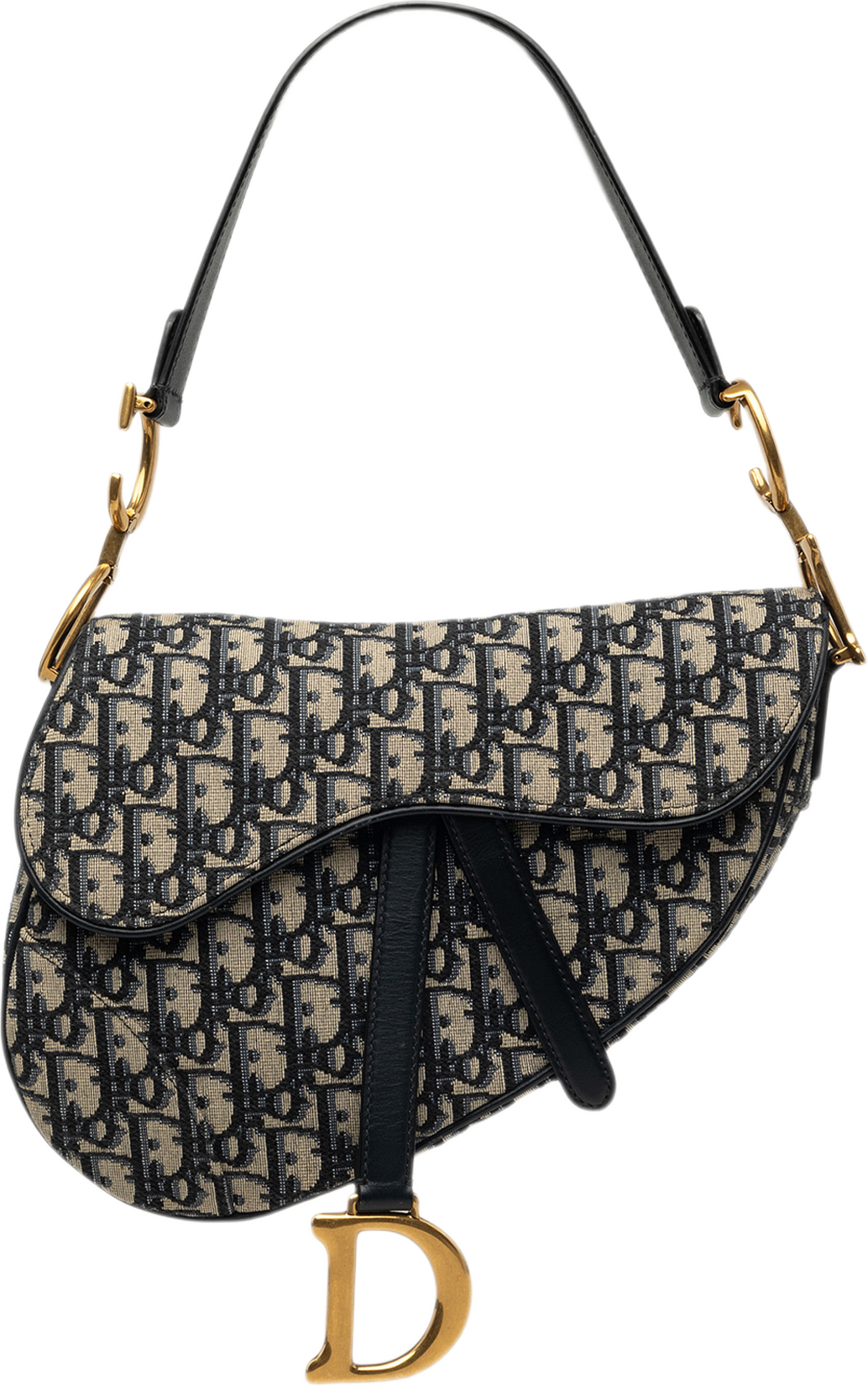 Dior Oblique Canvas Saddle Bag, från Luxclusif, i färgen blå. Klicka för att öppna bilden i stort format
