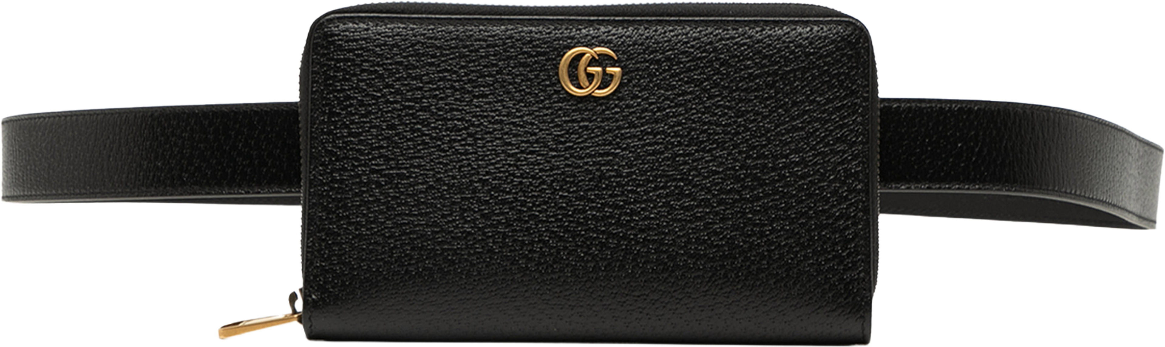 Gucci Gg Marmont Leather Double Belt Bag, från Luxclusif, i färgen black. Klicka för att öppna bilden i stort format