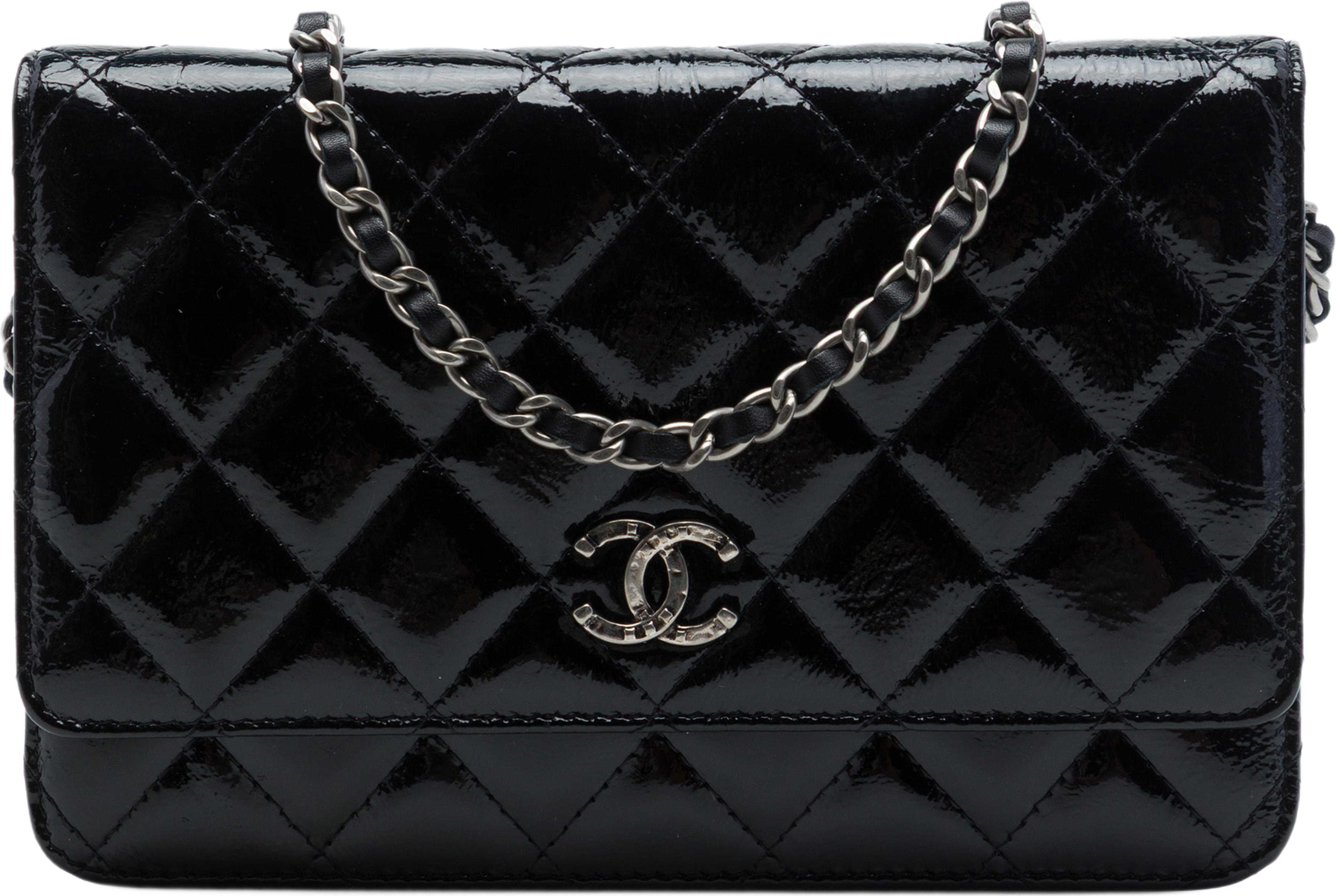 Chanel Paris Dallas Cc Quilted Patent Goatskin Wallet On Chain, från Luxclusif, i färgen svart. Klicka för att öppna bilden i stort format