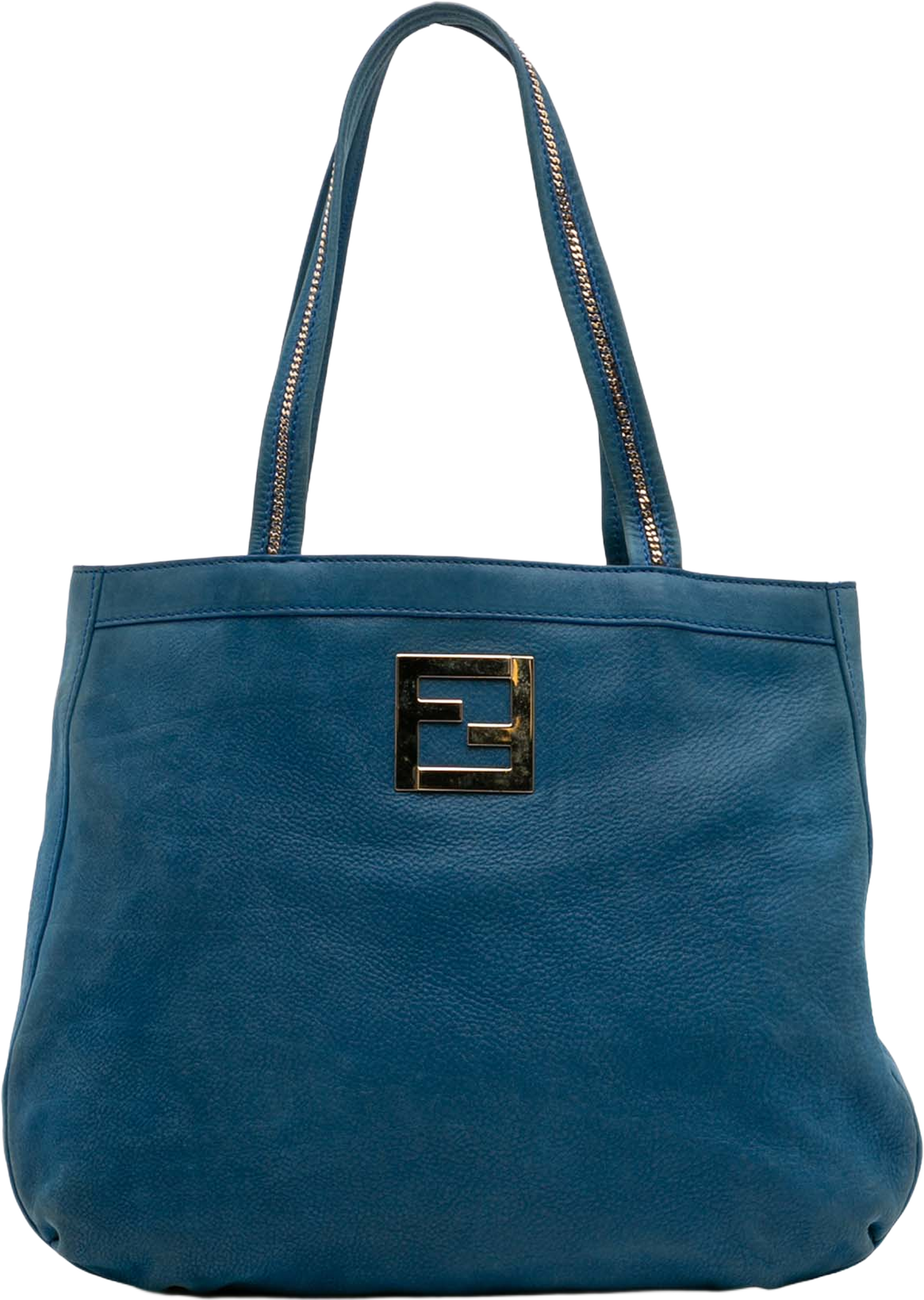 Fendi Nubuck Ff Chains Tote, från Luxclusif, i färgen blue. Klicka för att öppna bilden i stort format