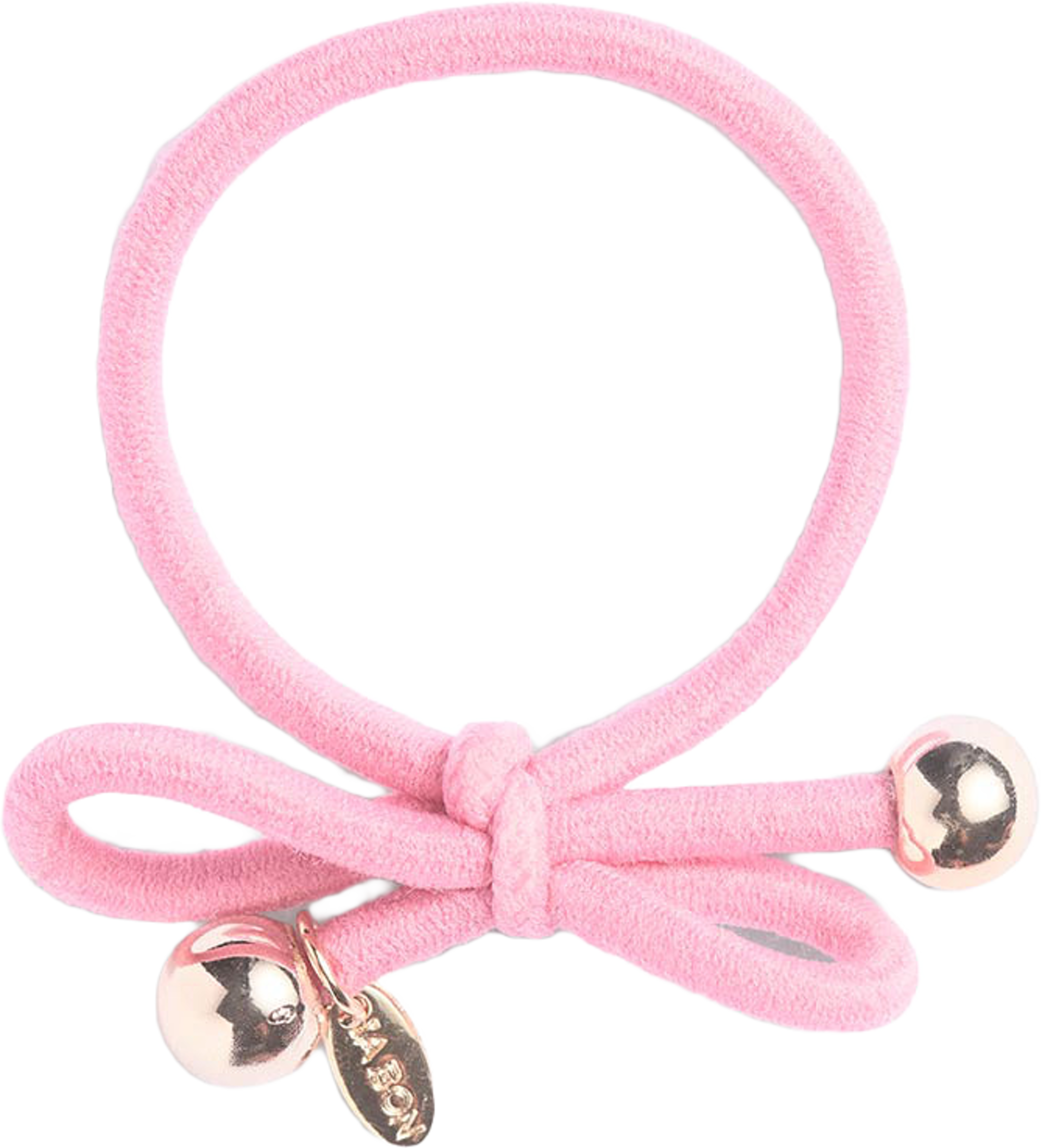 Hair Tie with Gold Bead - Light Pink