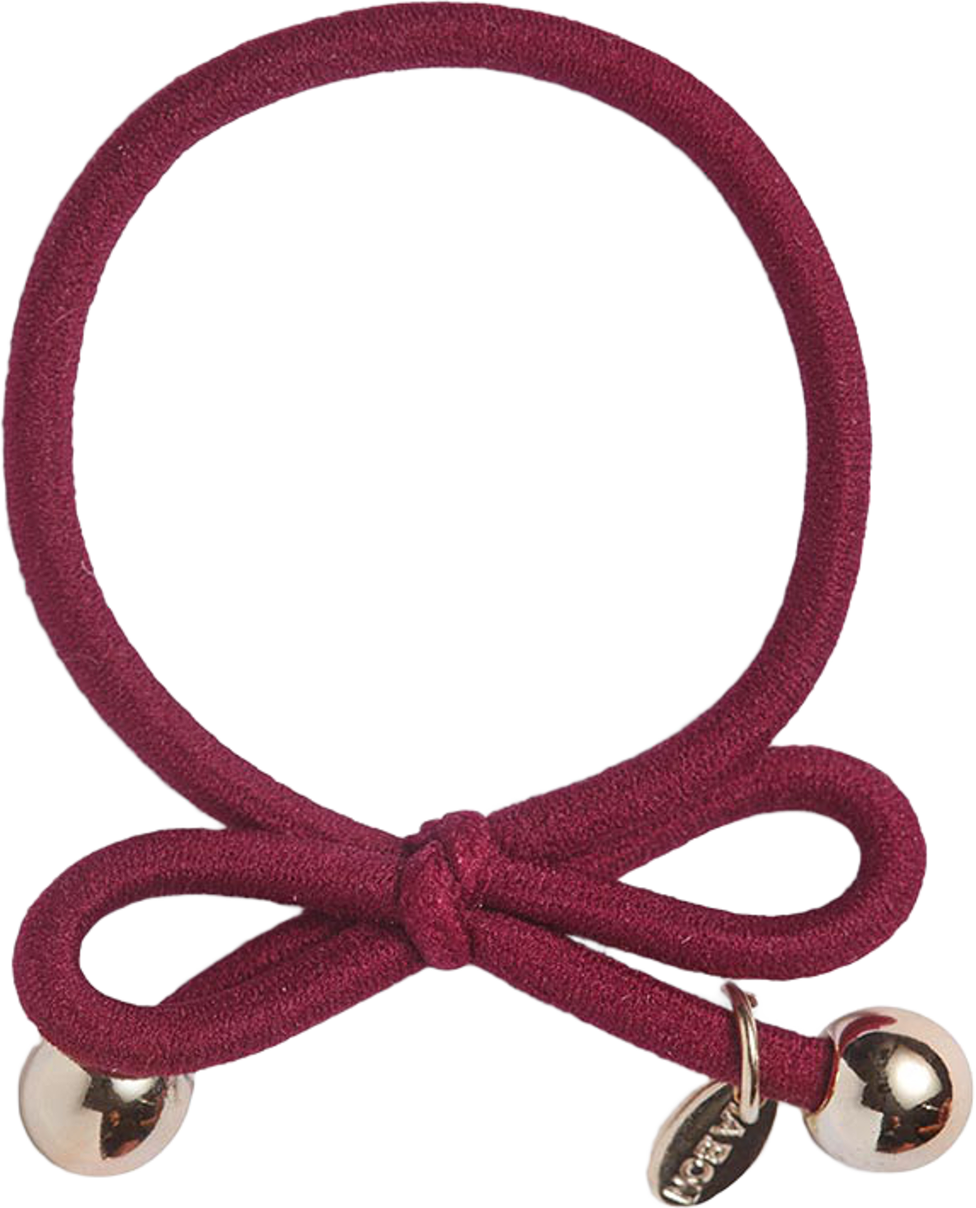 Hair Tie with Gold Bead - Burgundy