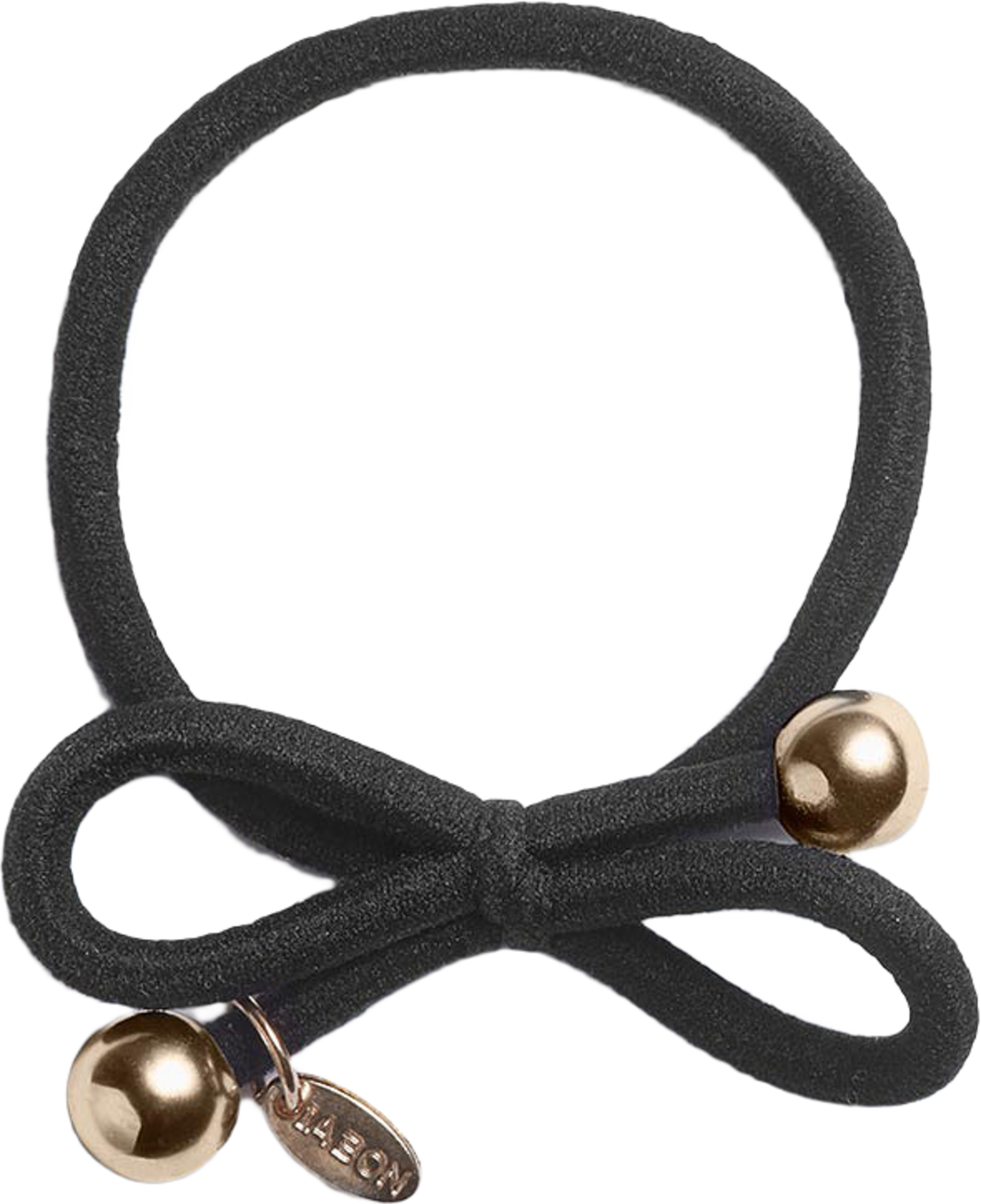 Hair Tie with Gold Bead - Black