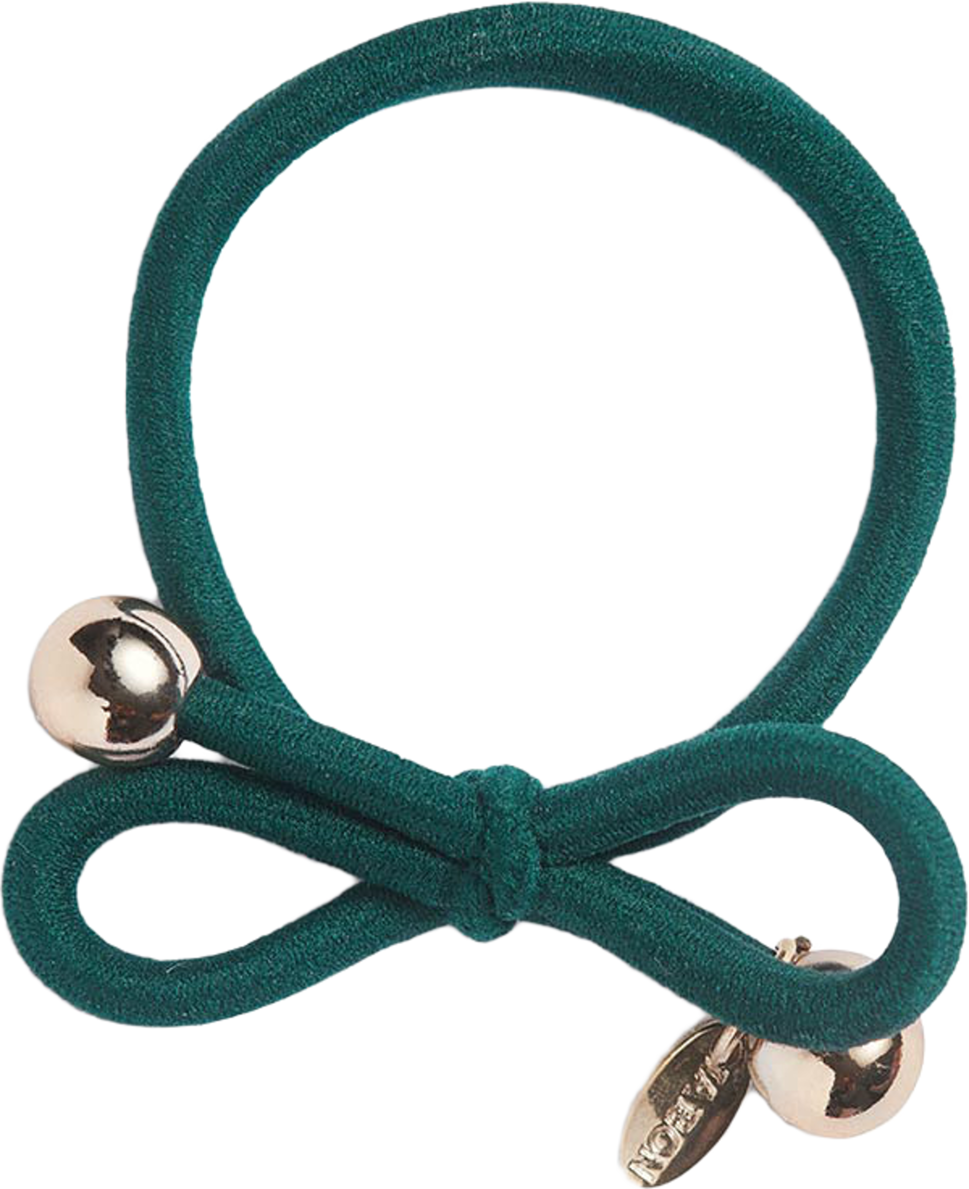 Hair Tie with Gold Bead - Dark Green