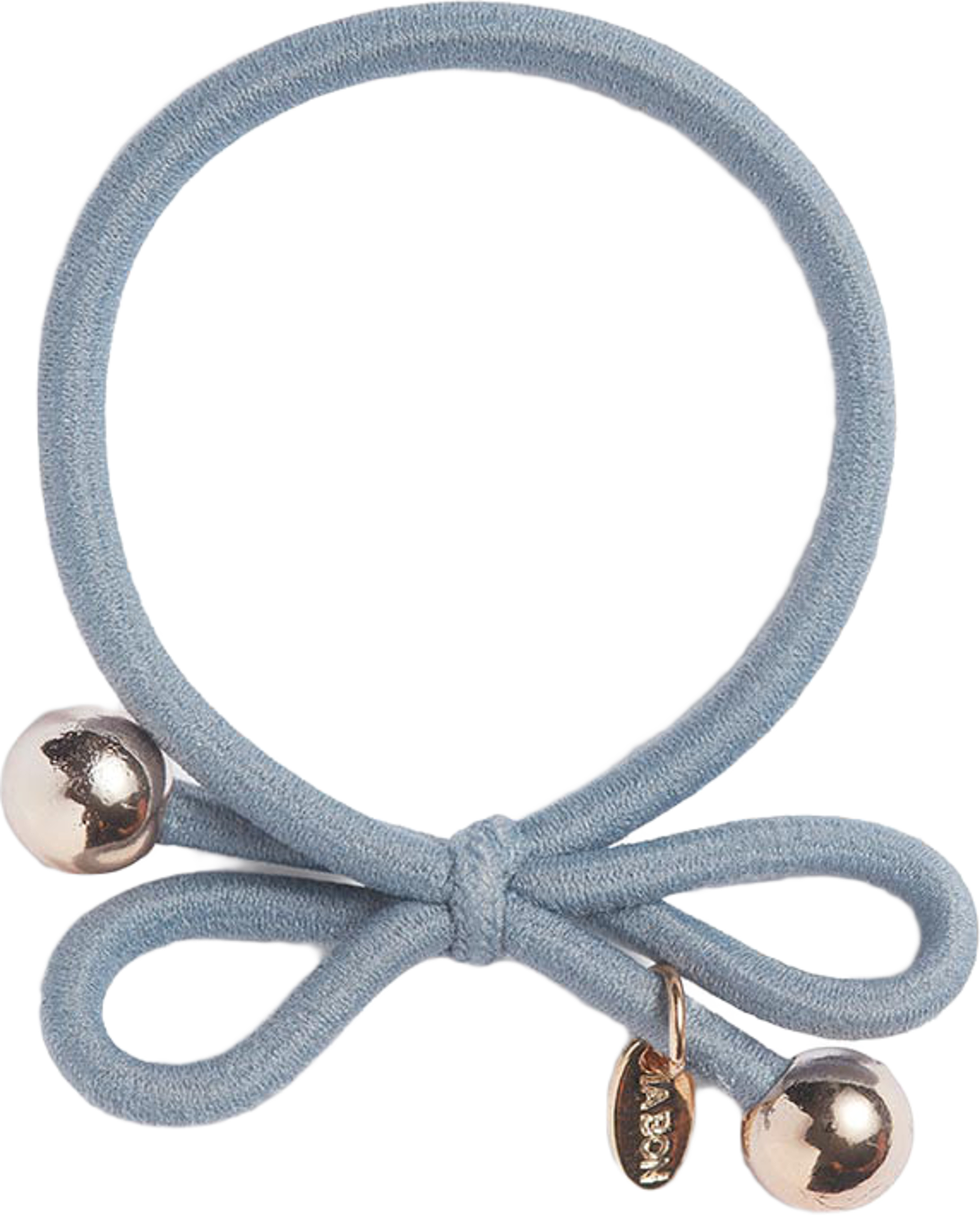 Hair Tie with Gold Bead - Dusty Blue