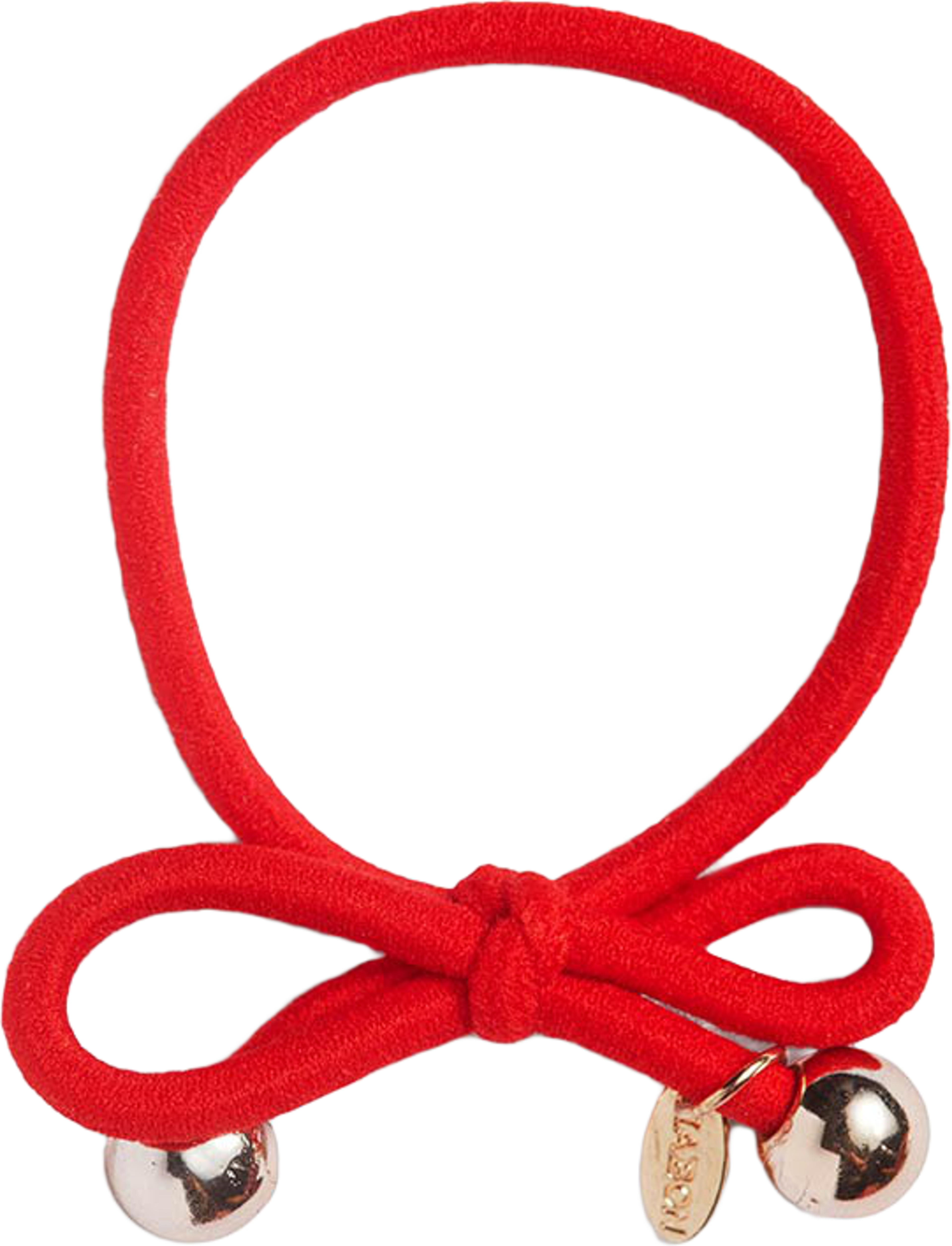 Hair Tie with Gold Bead - Red