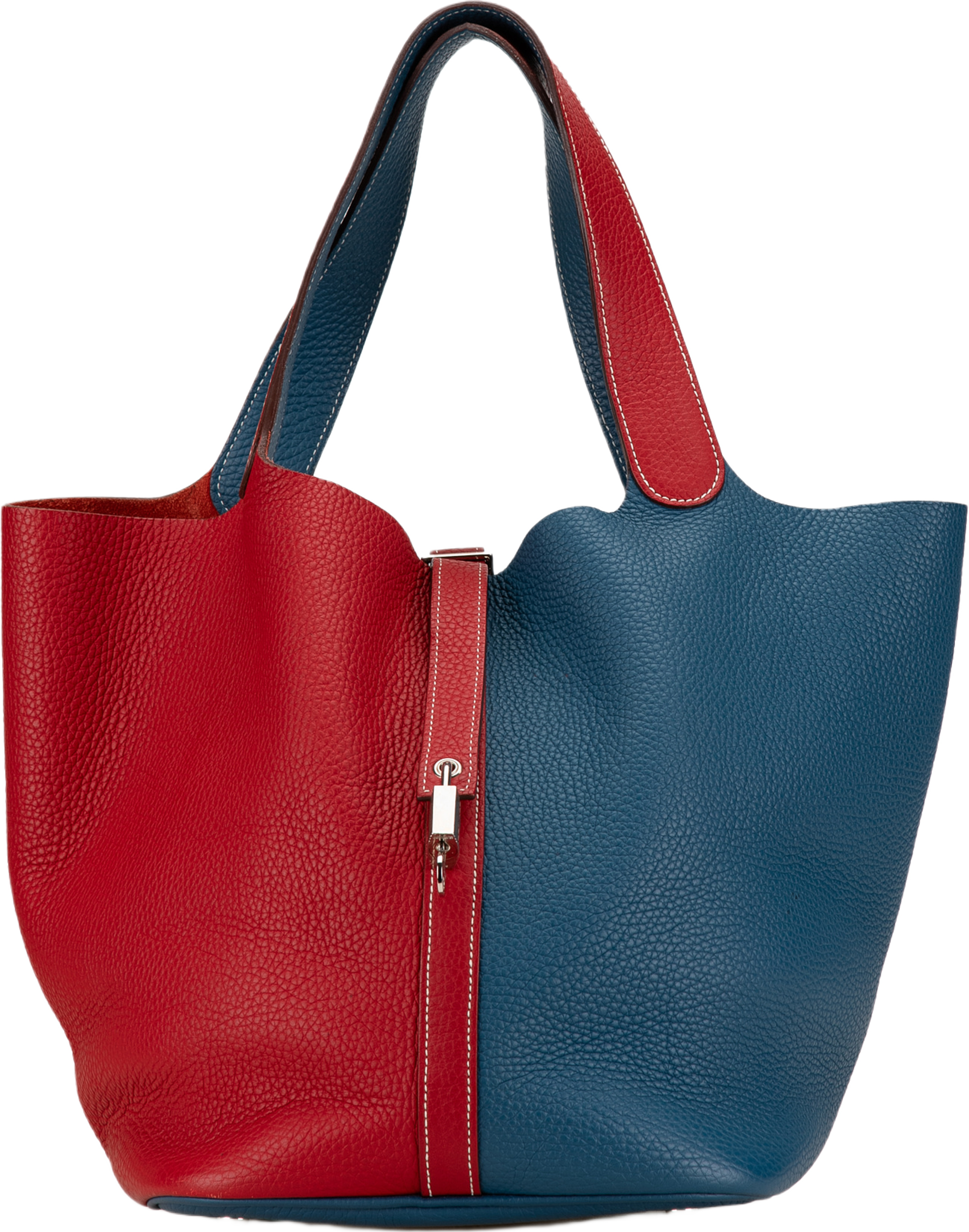 Hermès Bicolor Clemence Picotin Lock 22, från Luxclusif, i färgen blue. Klicka för att öppna bilden i stort format