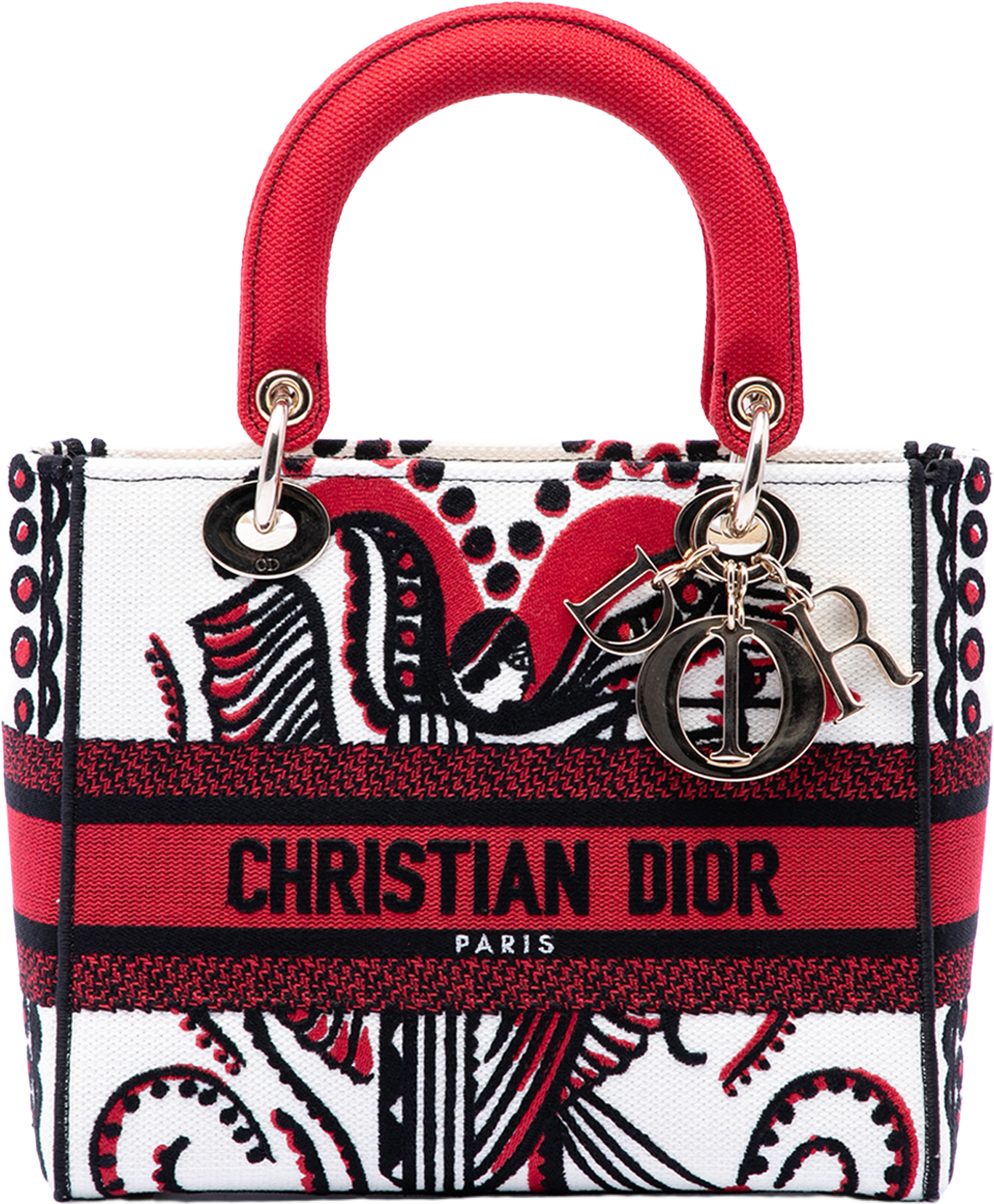 Dior Medium Embroidered Canvas Cupidon Lady D Lite, från Luxclusif, i färgen white. Klicka för att öppna bilden i stort format