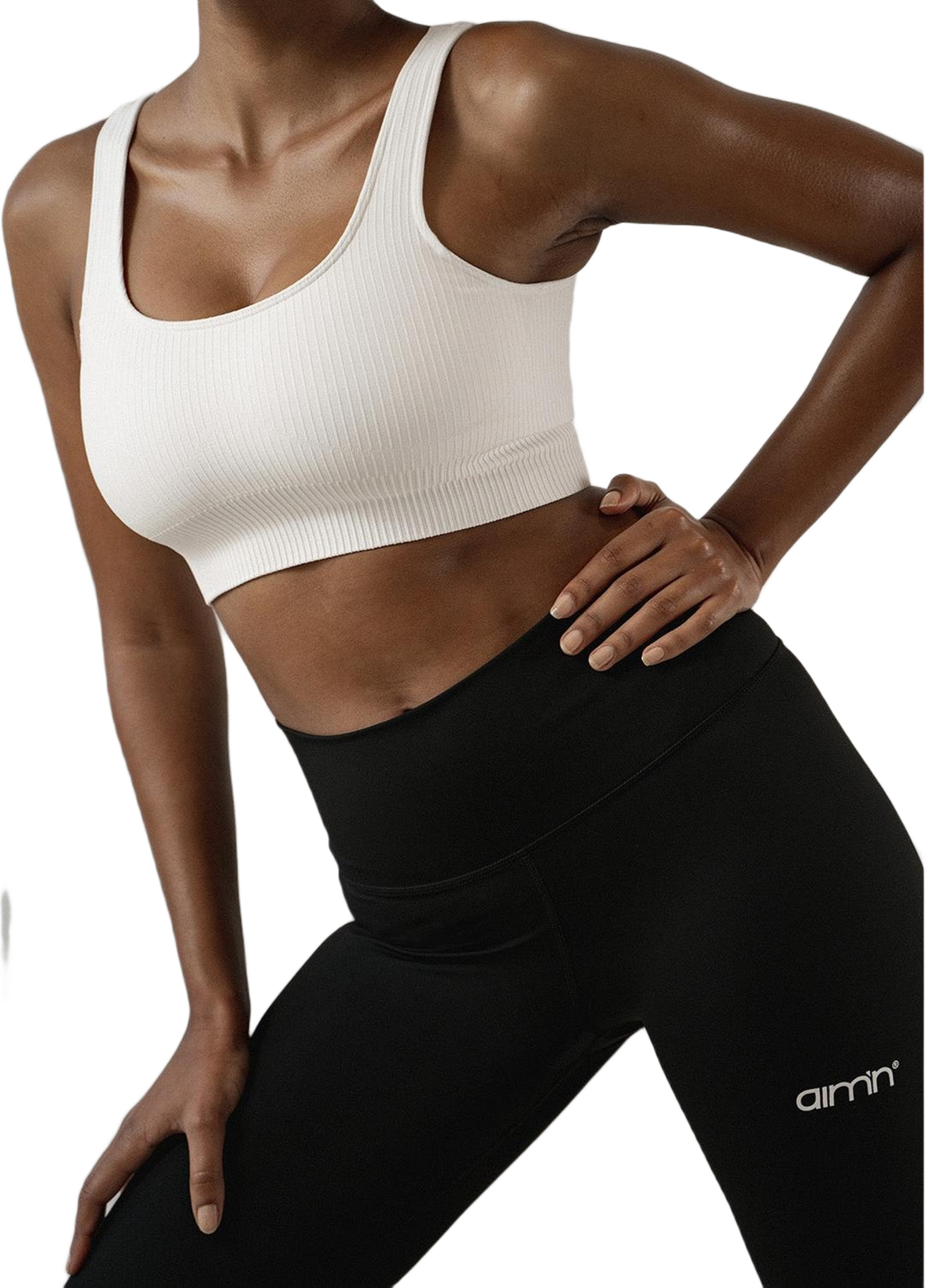 White Ribbed Seamless Bra