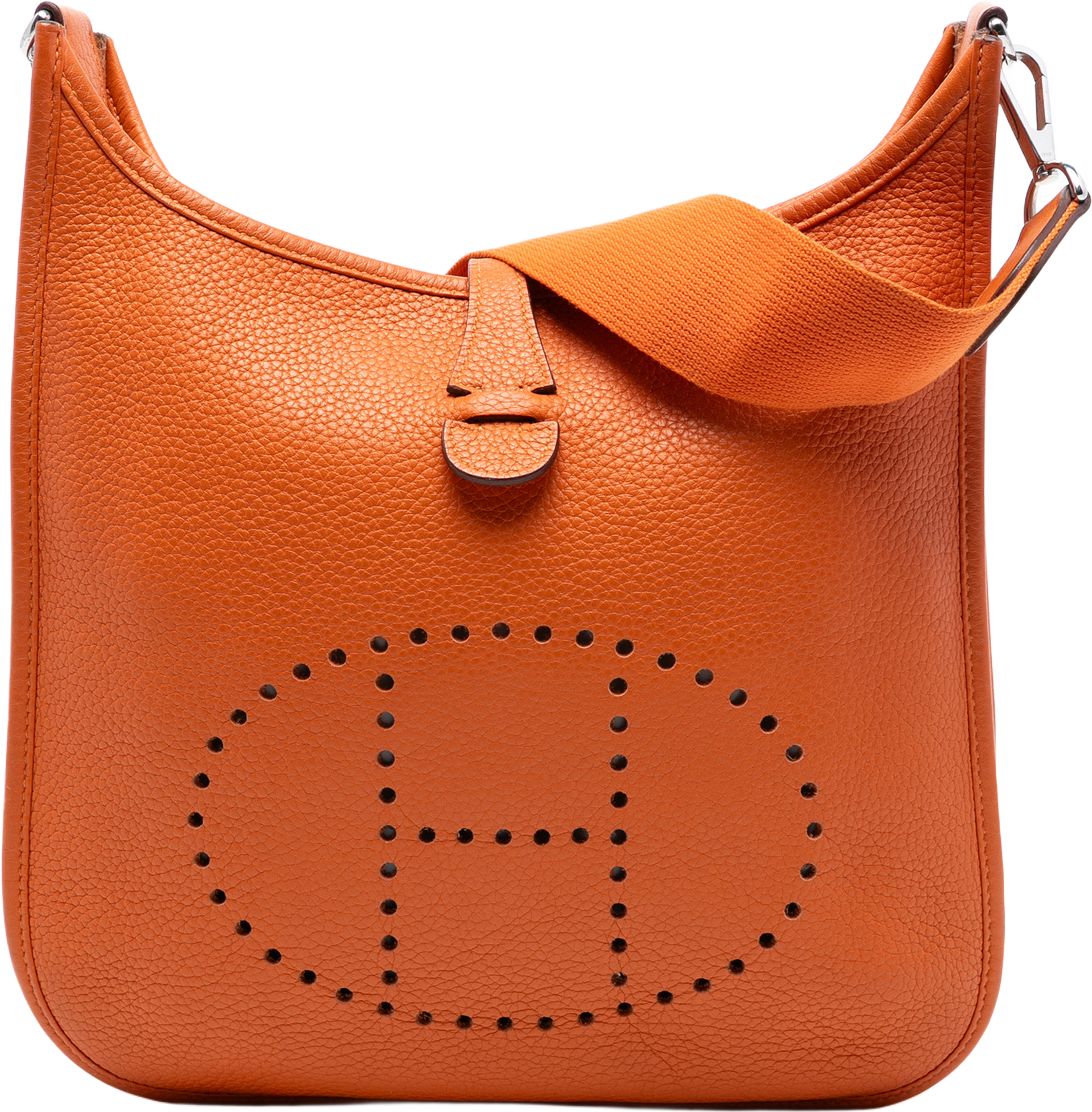 Hermès Clemence Evelyne Iii 29, från Luxclusif, i färgen orange. Klicka för att öppna bilden i stort format