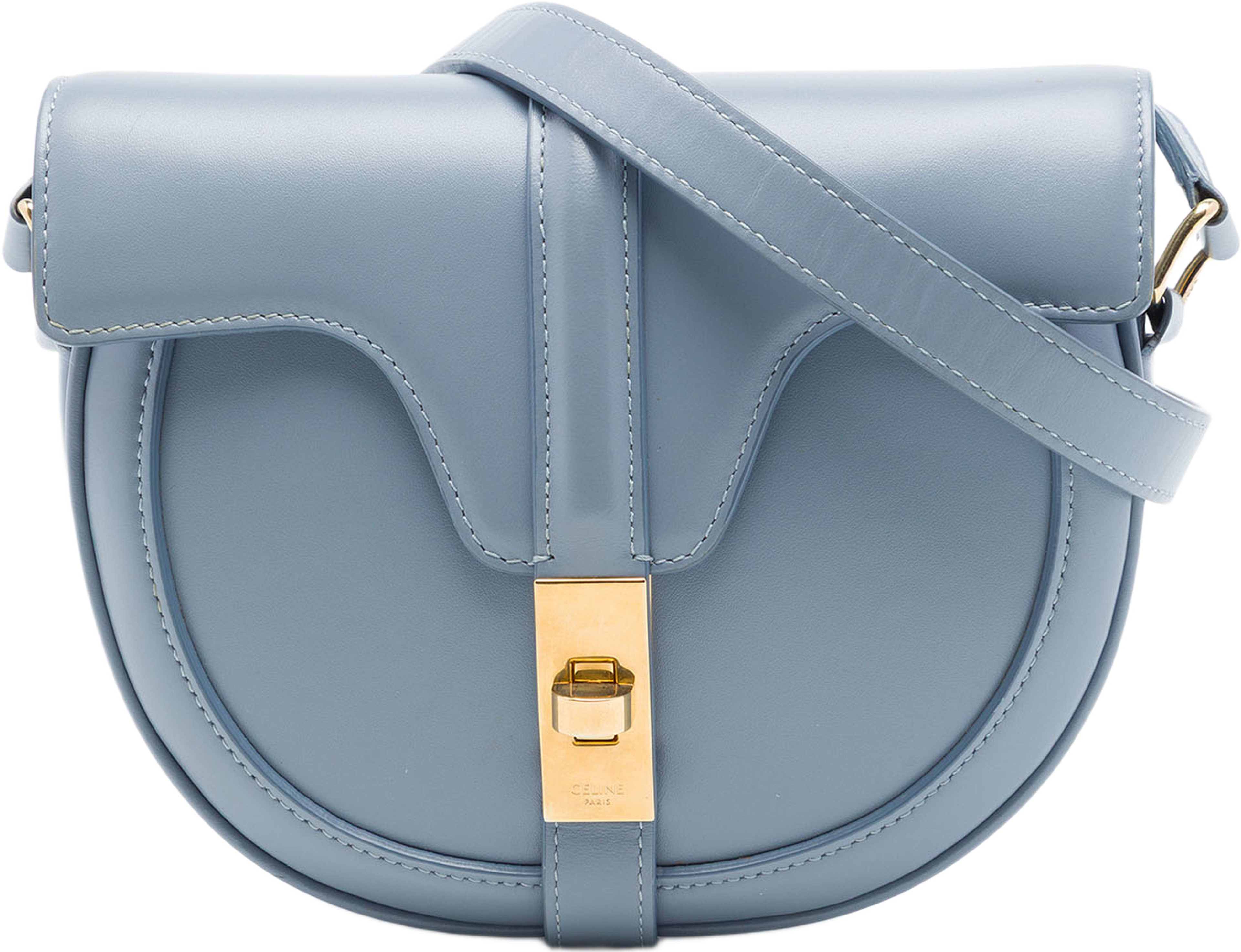Celine Small Calfskin Besace 16 Crossbody, från Luxclusif, i färgen blå. Klicka för att öppna bilden i stort format