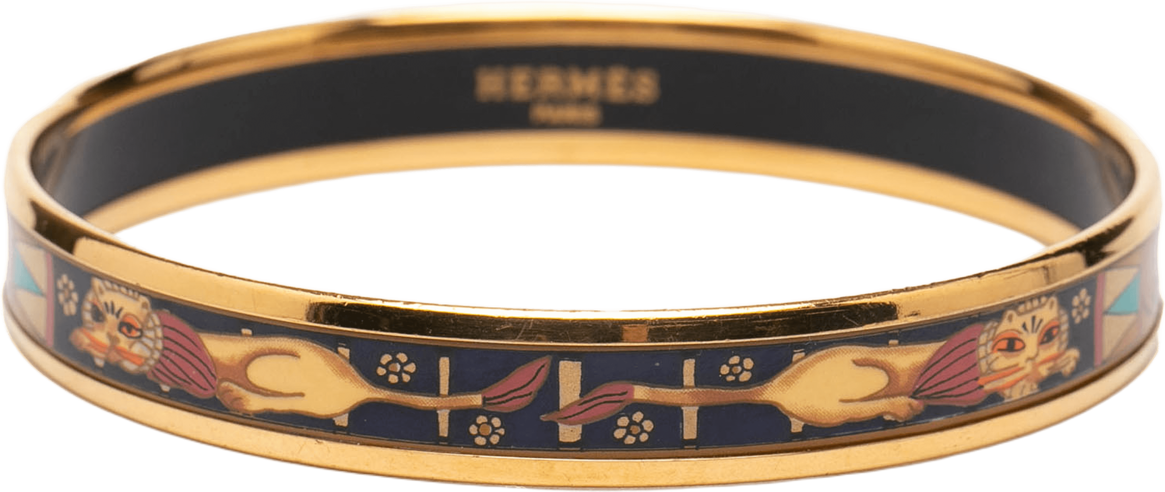 Hermès Narrow Lion Head Enamel Bangle 62, från Luxclusif, i färgen black. Klicka för att öppna bilden i stort format