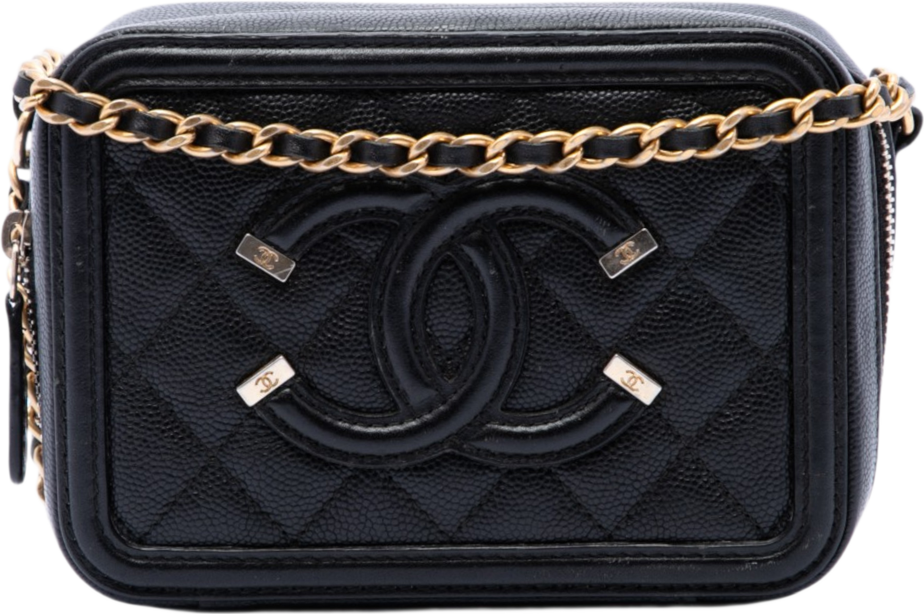 Chanel Caviar Cc Filigree Vanity Clutch With Chain, från Luxclusif, i färgen svart. Klicka för att öppna bilden i stort format