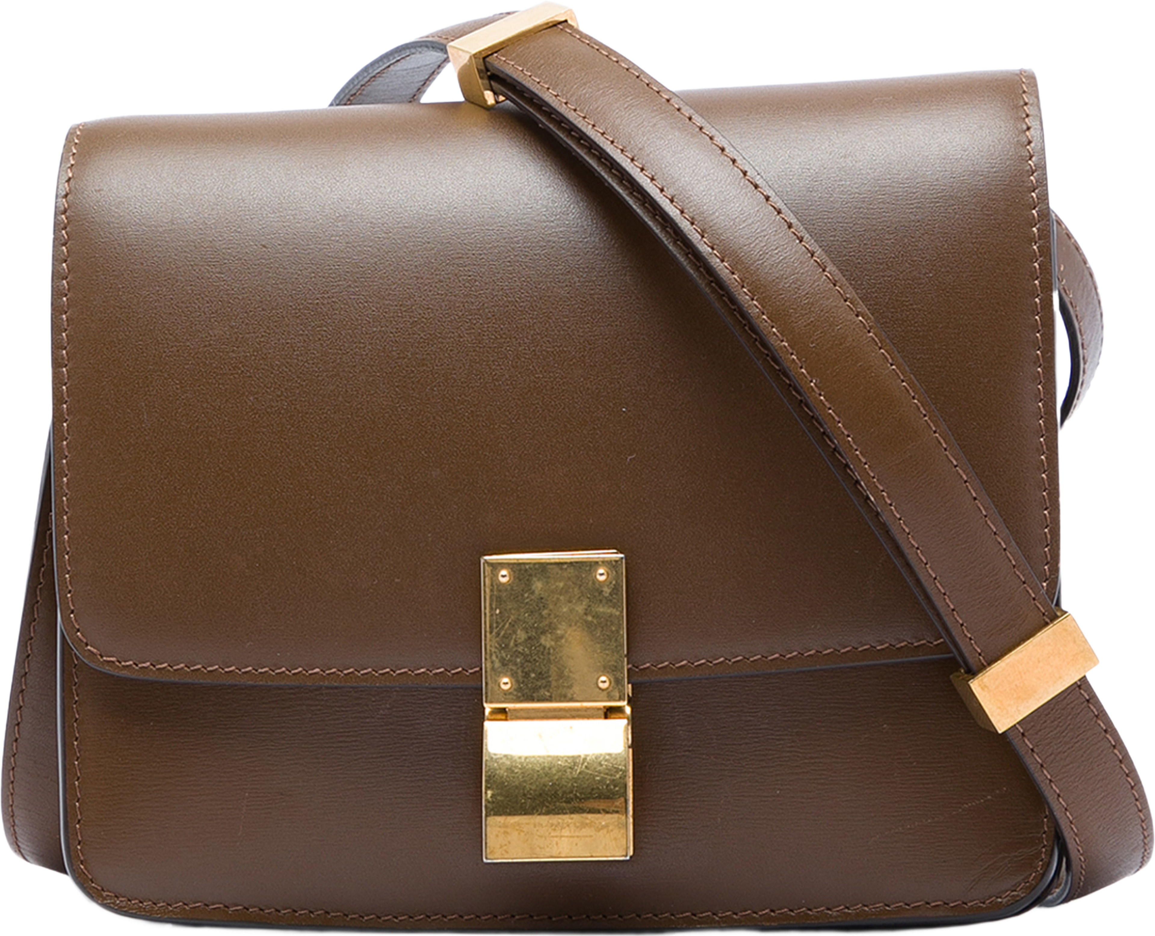 Celine Teen Calfskin Classic Box, från Luxclusif, i färgen brun. Klicka för att öppna bilden i stort format