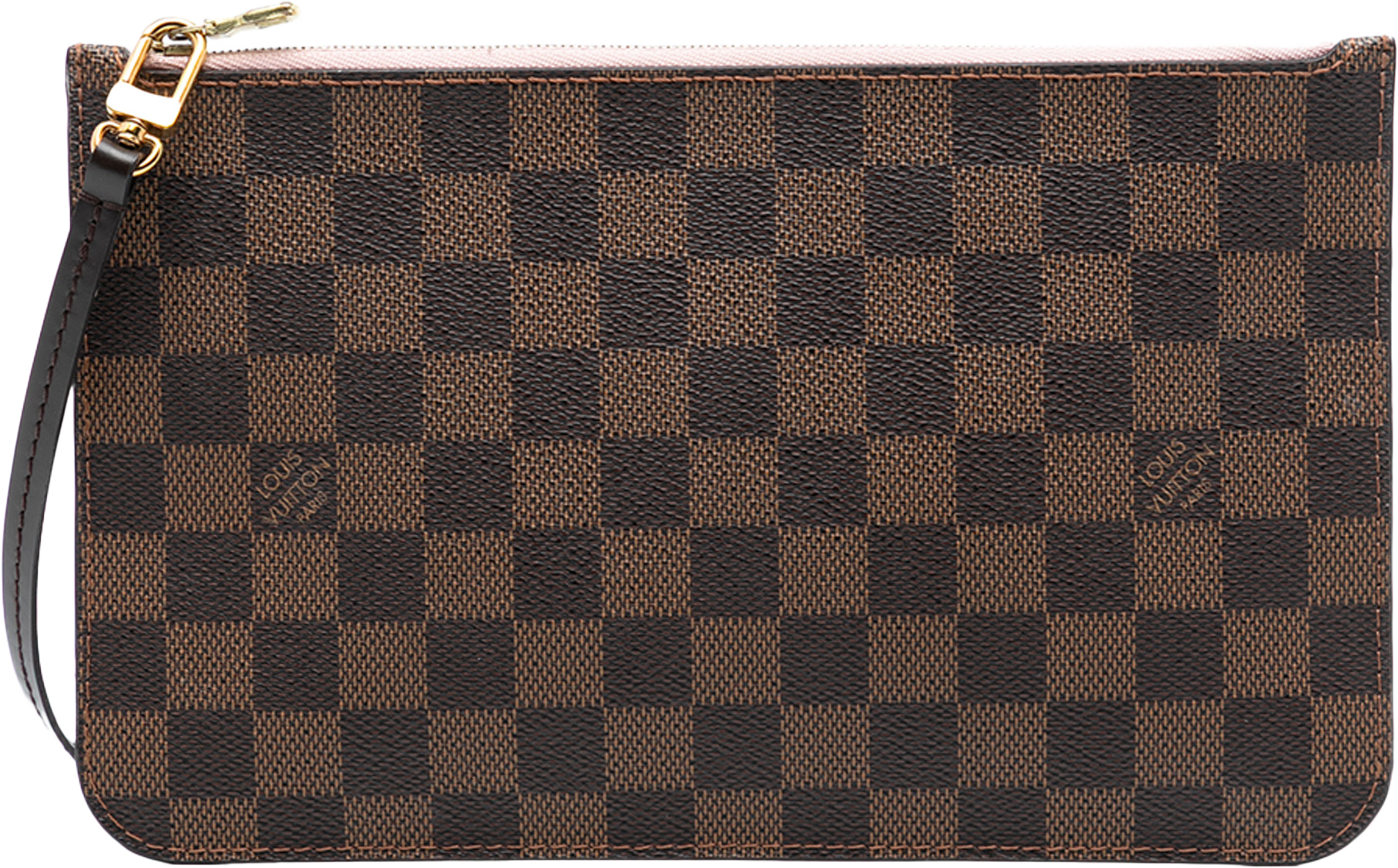 Louis Vuitton Damier Ebene Neverfull Pouch Mm, från Luxclusif, i färgen brown. Klicka för att öppna bilden i stort format