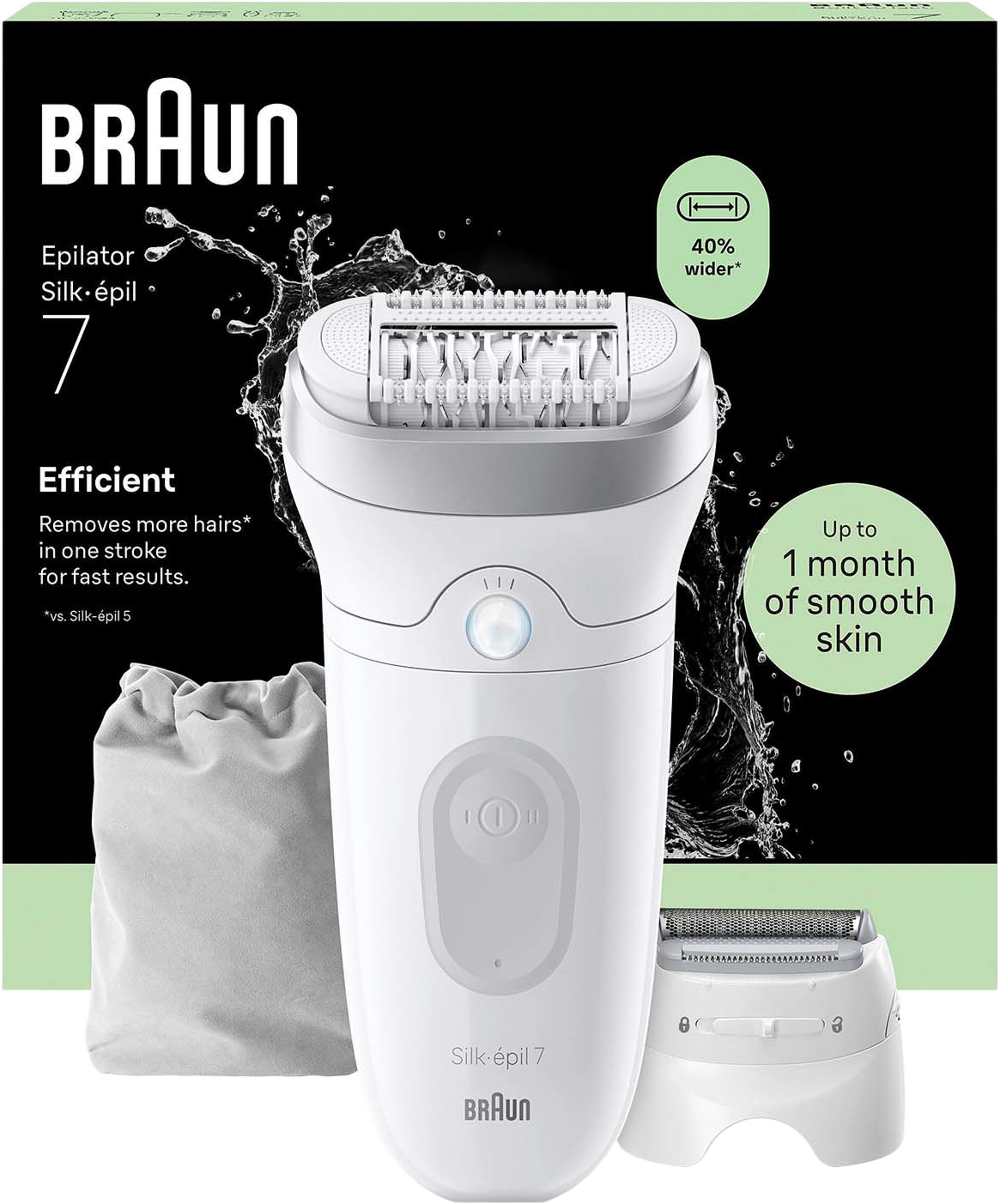 Epilator Silk·épil 7, Wet & Dry, Långvarigt Slät Hud, 7-041, Silver, från Braun, i färgen silver. Klicka för att öppna bilden i stort format